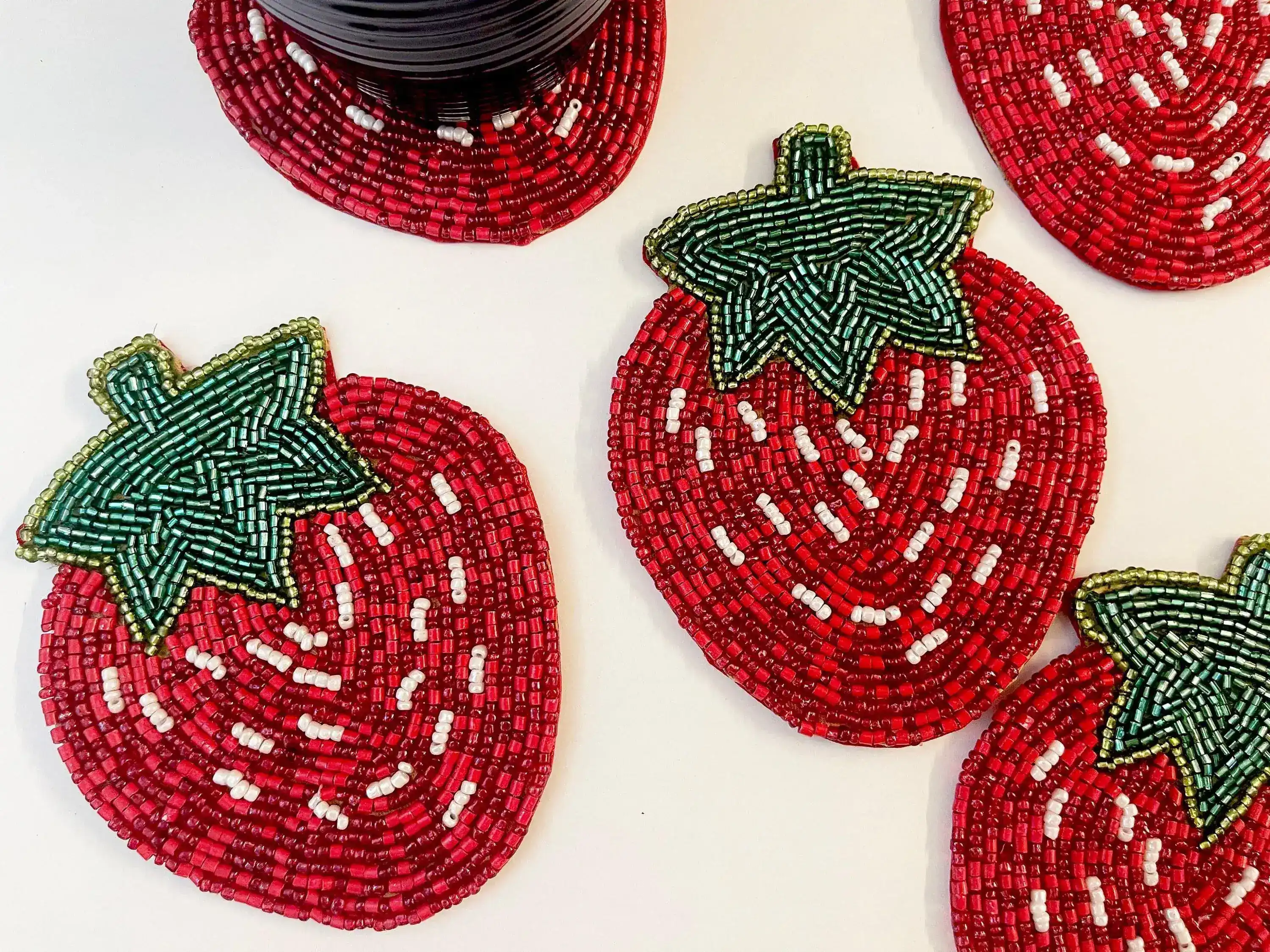 Strawberry Beaded Coasters - Set of 6 - Image 5