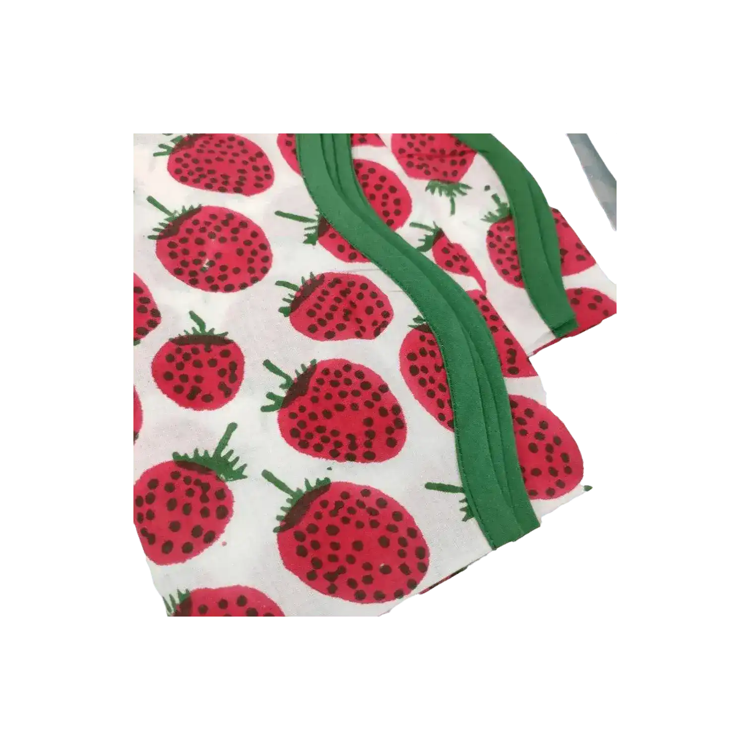 Strawberry Hand Block Printed Cotton Napkins - Image 10