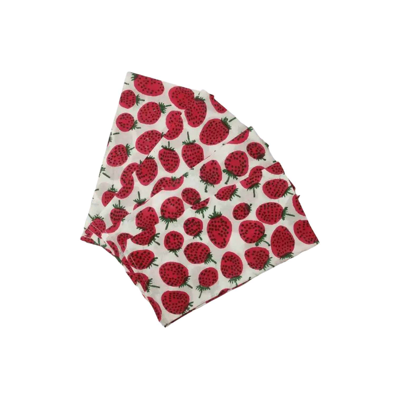 Strawberry Hand Block Printed Cotton Napkins - Image 6