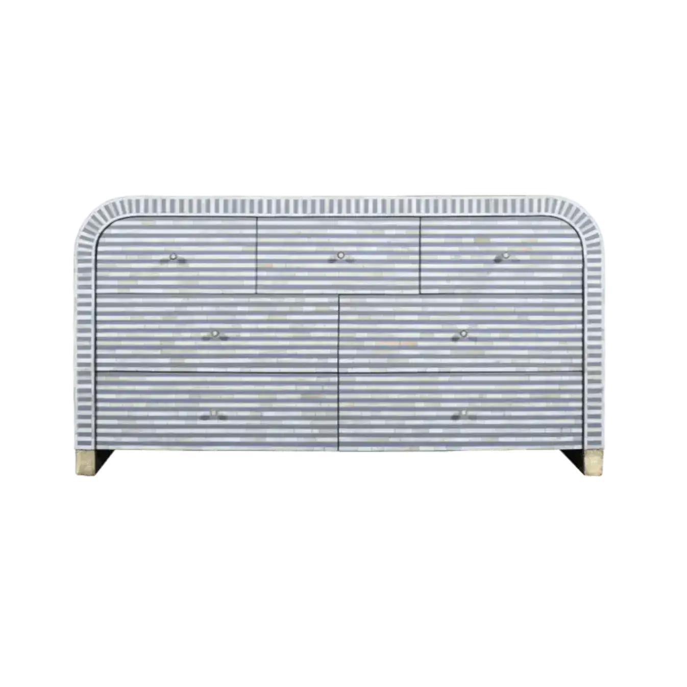 Stripe Waterfall Bone Inlay 7 Drawer Buffet Sideboard