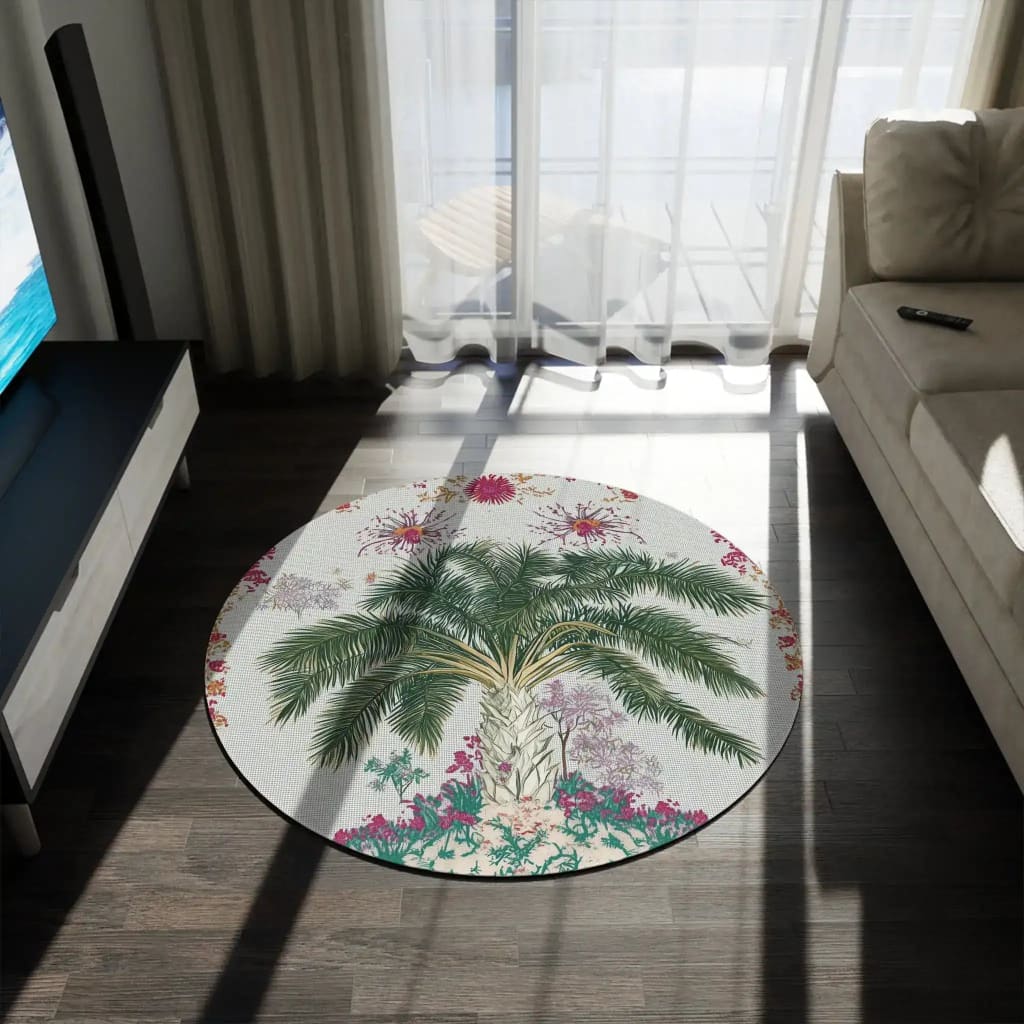 Tropical Garden Palm Round Rug - Image 3