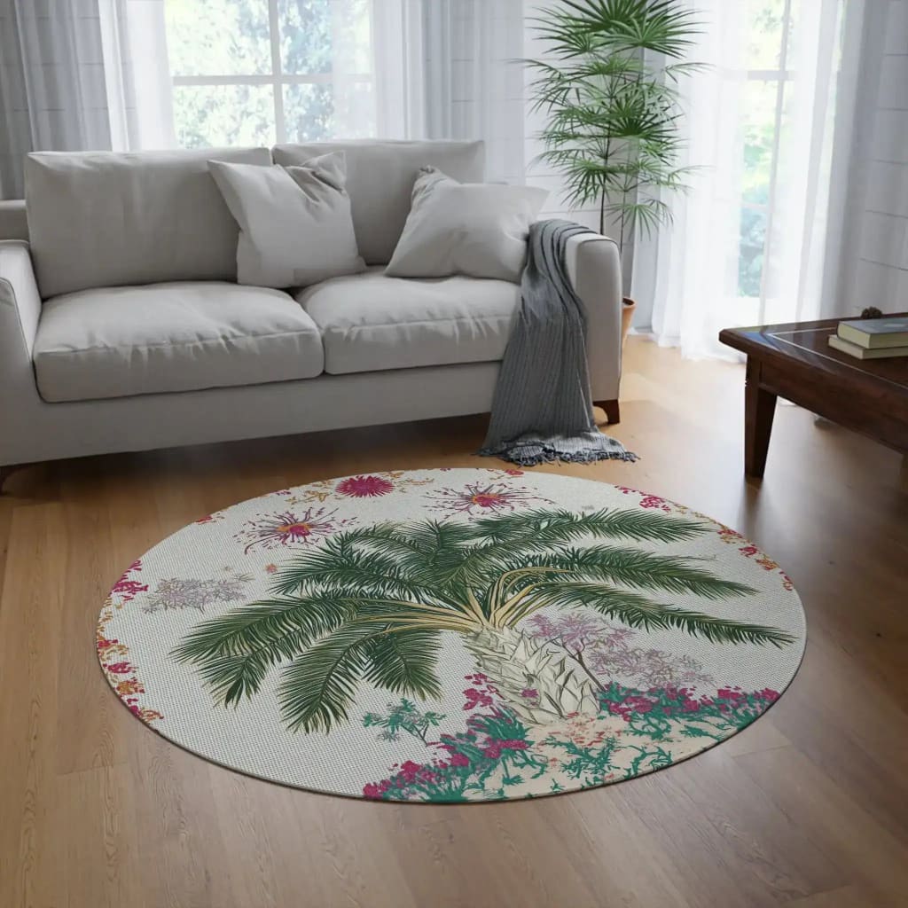Tropical Garden Palm Round Rug - Image 4