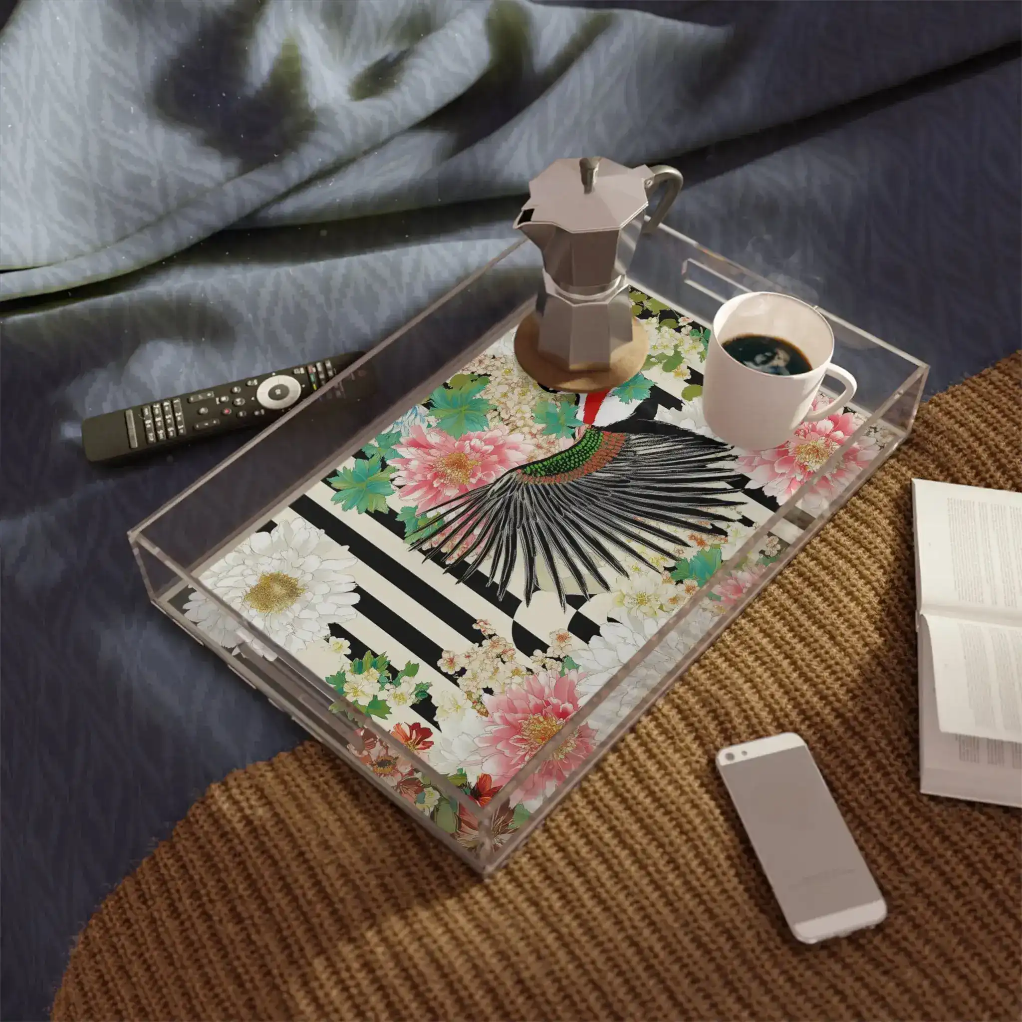 Striped Garden Bird Serving Tray - Image 2