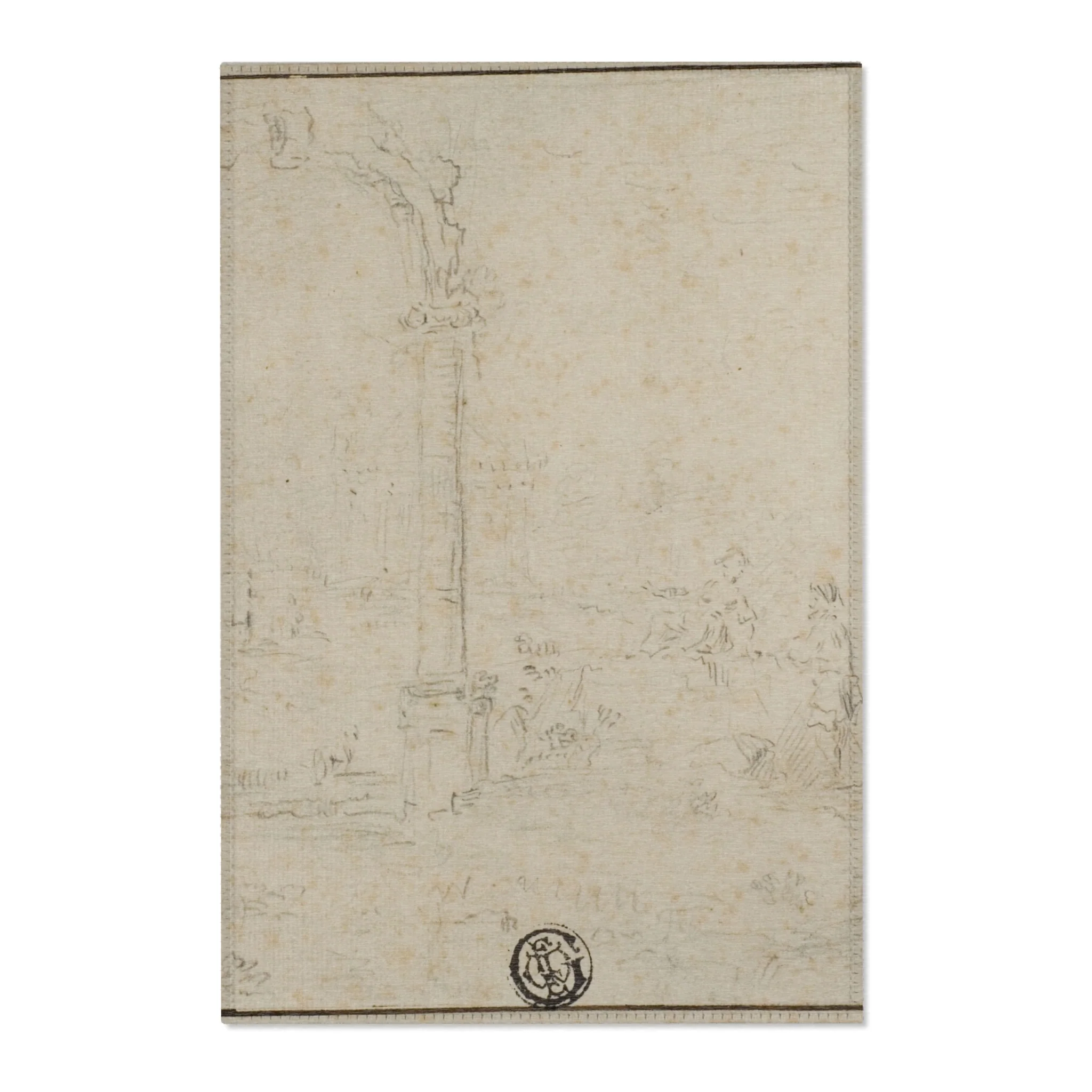 Style of Francesco Guardi - Ruins in a Park, Two Figures | Area Rug
