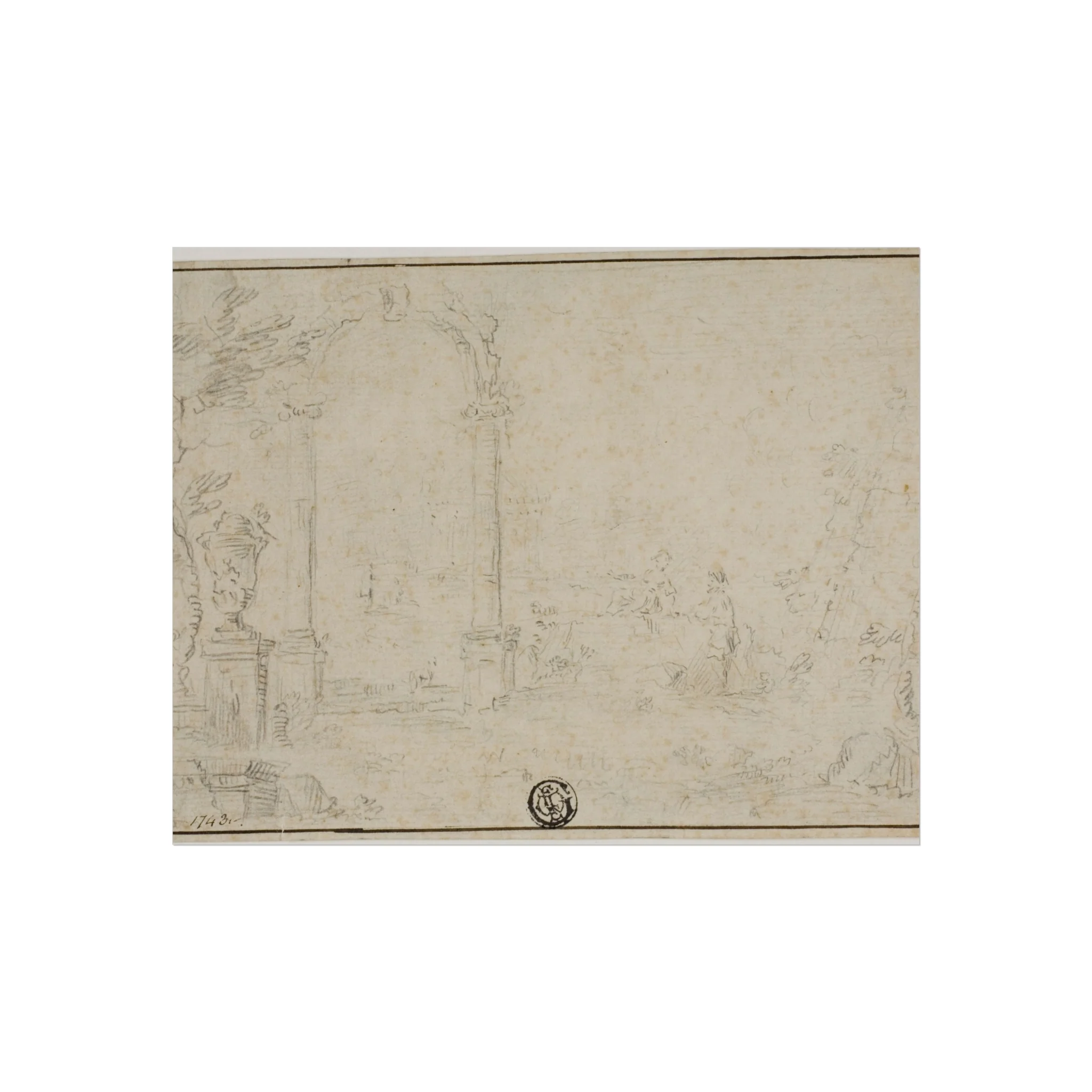 Style of Francesco Guardi - Ruins in a Park, Two Figures | Fine Art Poster - Image 2