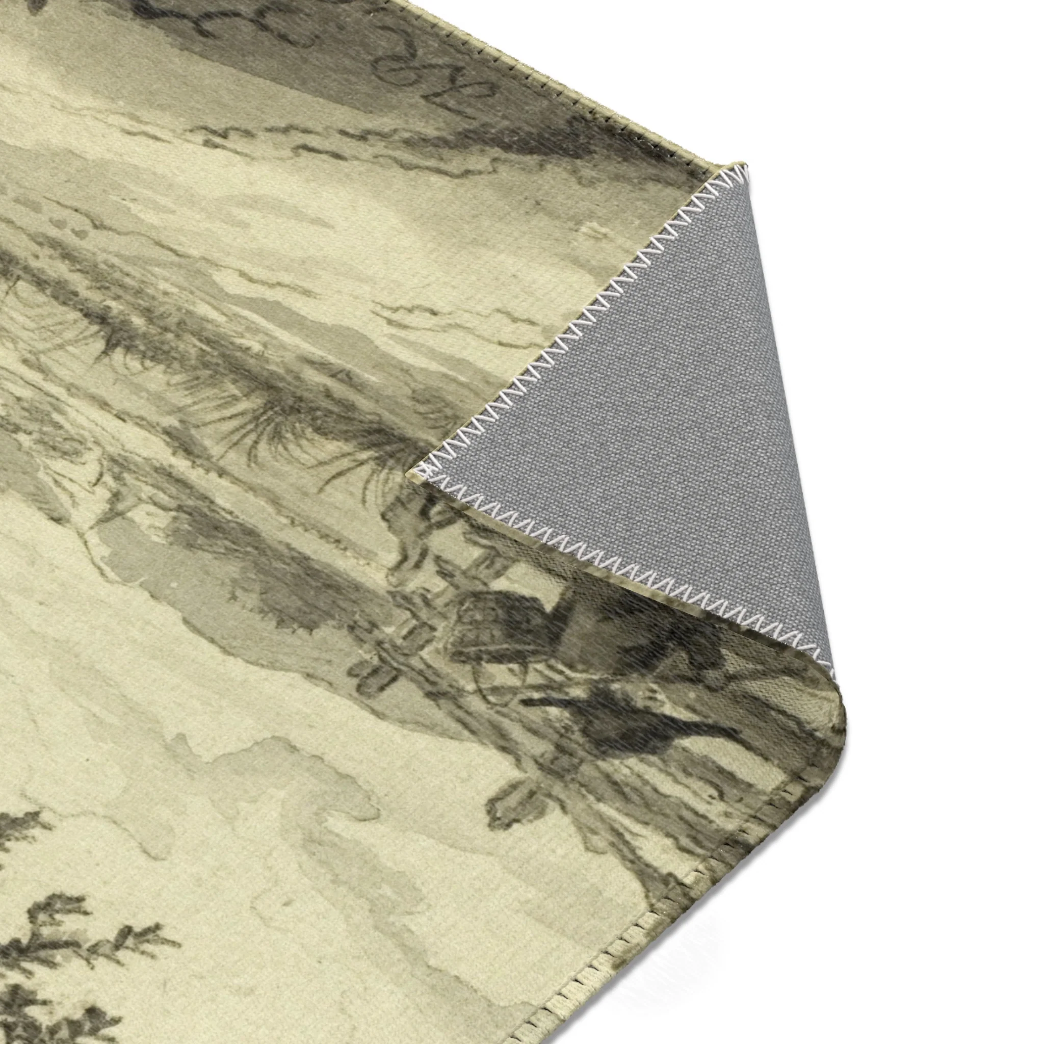 Style of Jacob van Ruisdael - Figures with Baskets on Road | Area Rug - Image 7