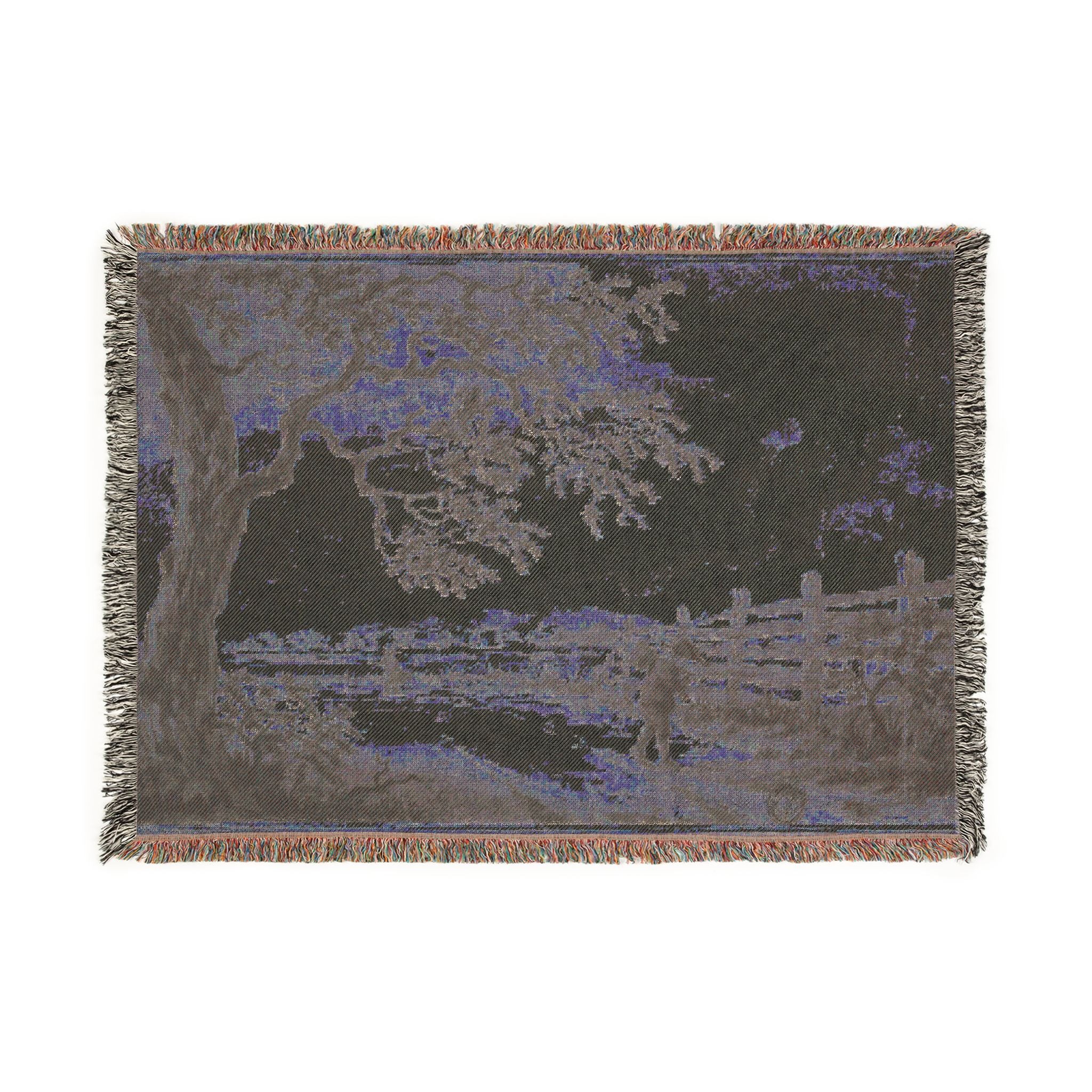 Style of Jacob van Ruisdael - Figures with Baskets on Road | Woven Tapestry Blanket - Image 4
