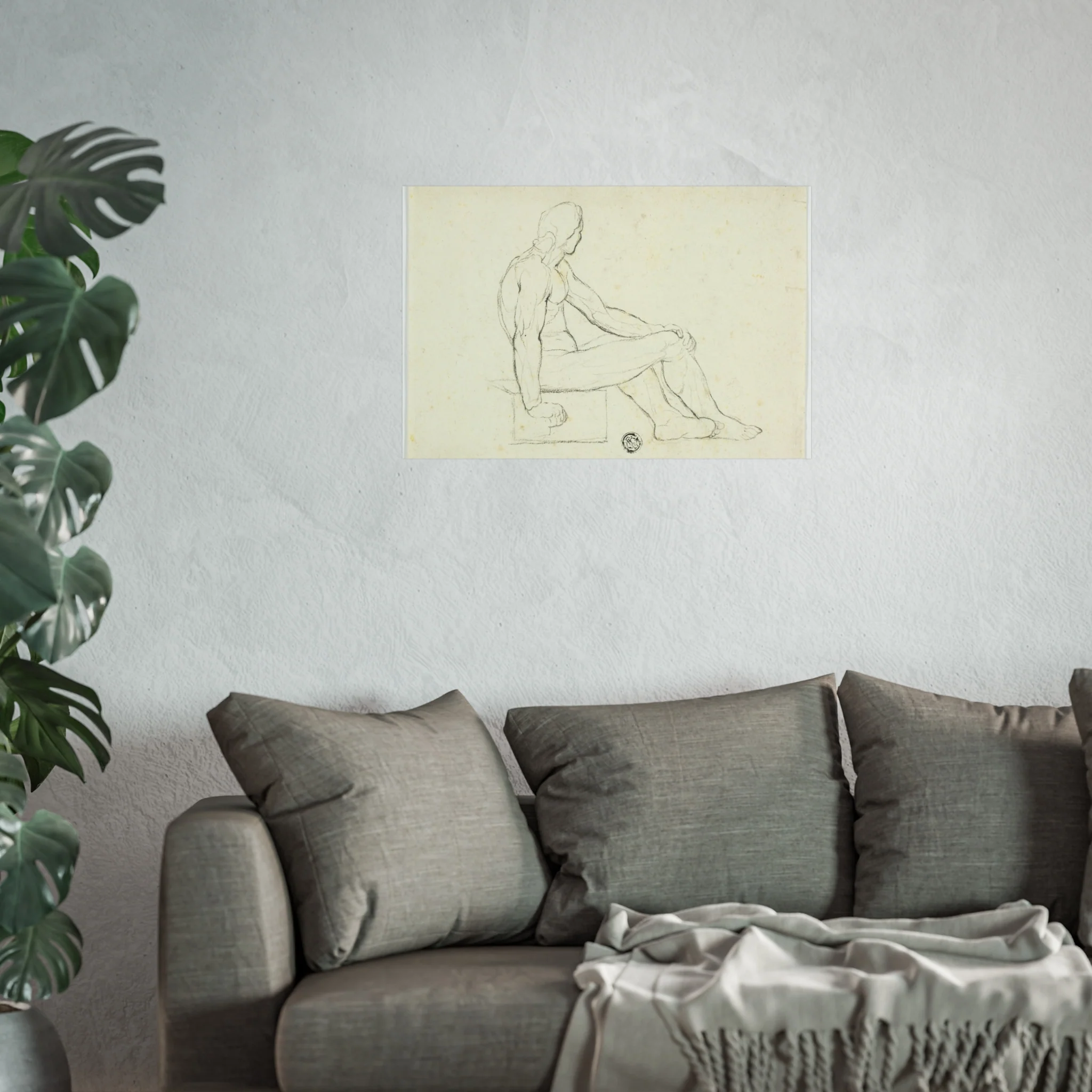 Style of Jacques Louis David - Seated Male Nude | Fine Art Poster - Image 11
