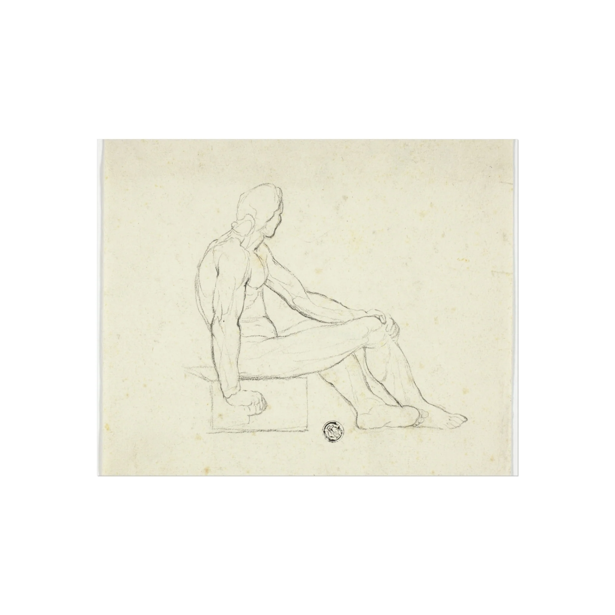 Style of Jacques Louis David - Seated Male Nude | Fine Art Poster - Image 2