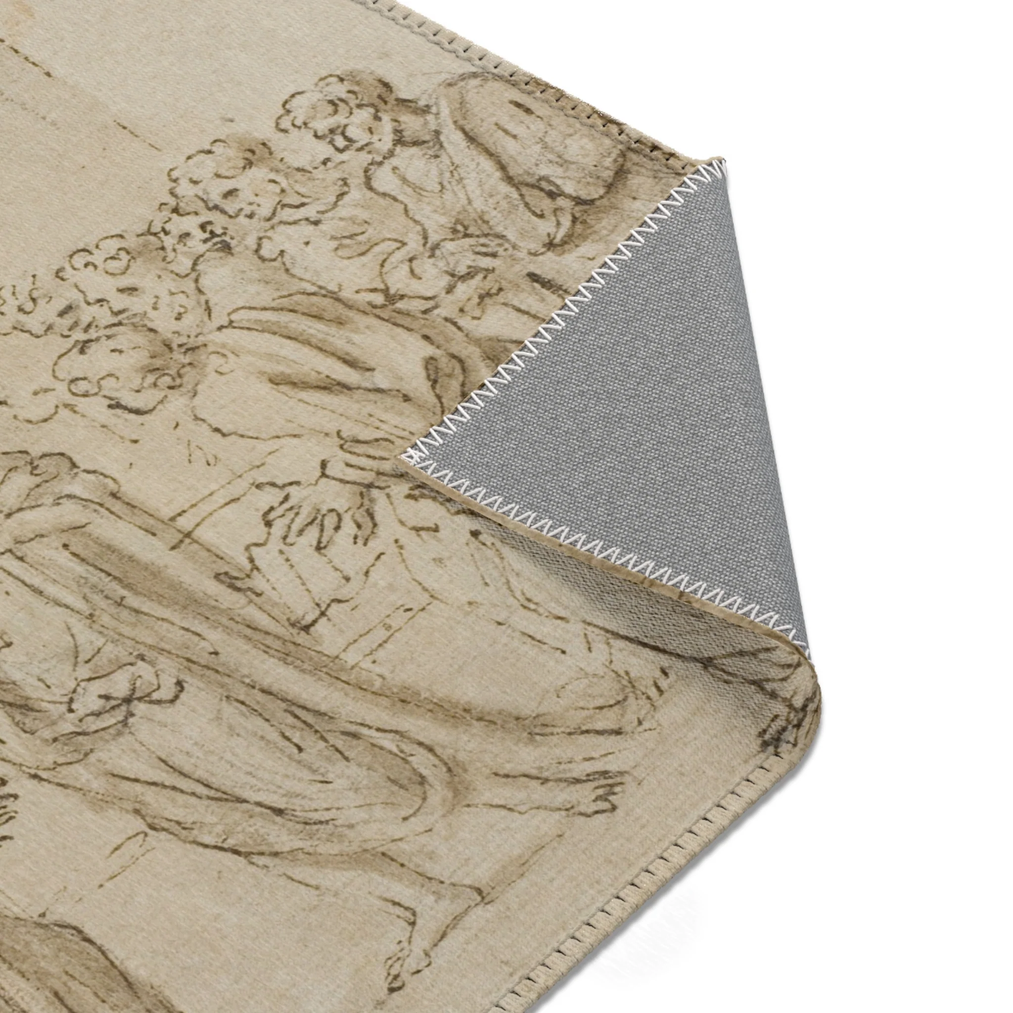 Style of Nicolas Poussin - The Incredulity of Saint Thomas (recto); Sketches of Figures (verso) | Area Rug - Image 13