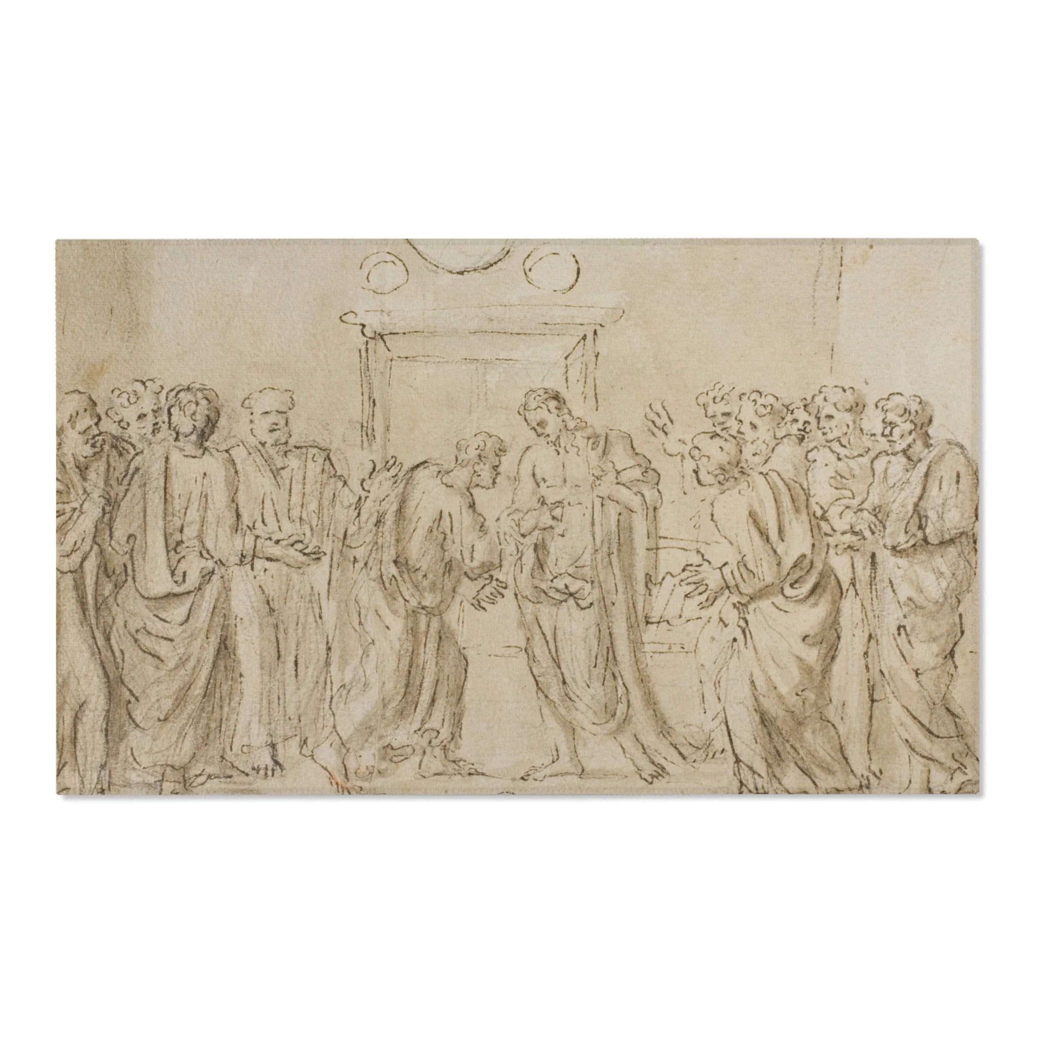 Style of Nicolas Poussin - The Incredulity of Saint Thomas (recto); Sketches of Figures (verso) | Area Rug - Image 5