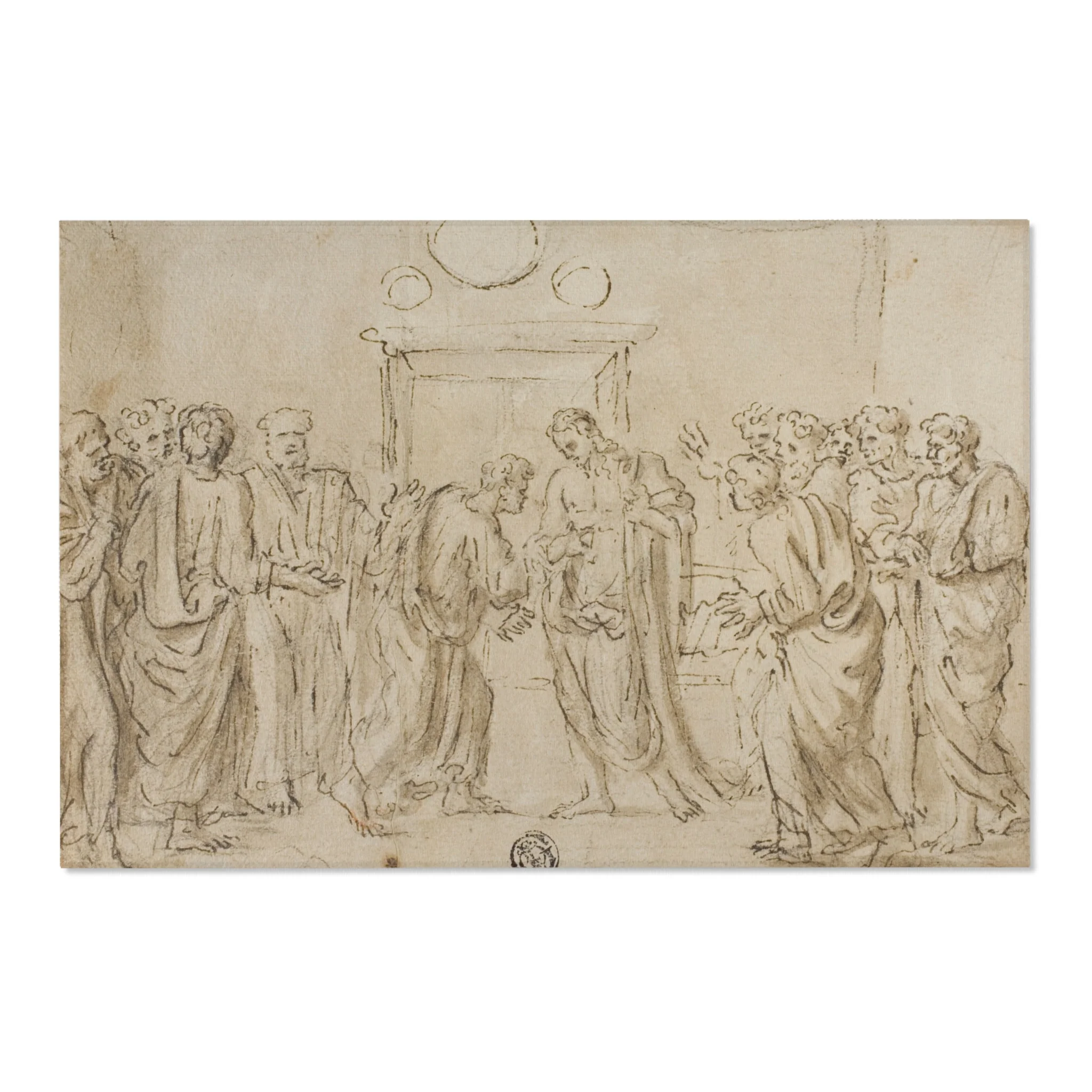 Style of Nicolas Poussin - The Incredulity of Saint Thomas (recto); Sketches of Figures (verso) | Area Rug - Image 6