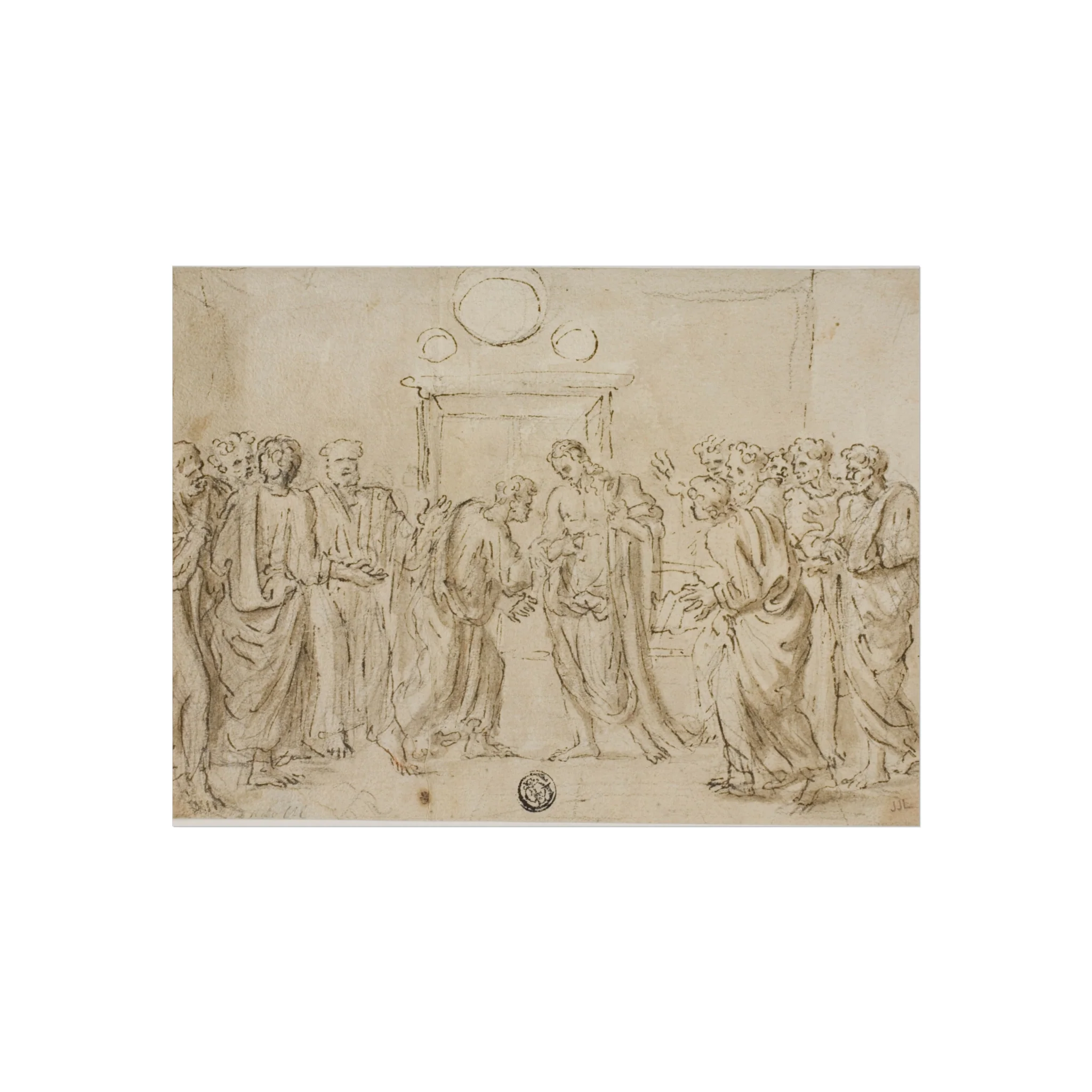 Style of Nicolas Poussin - The Incredulity of Saint Thomas (recto); Sketches of Figures (verso) | Fine Art Poster - Image 3