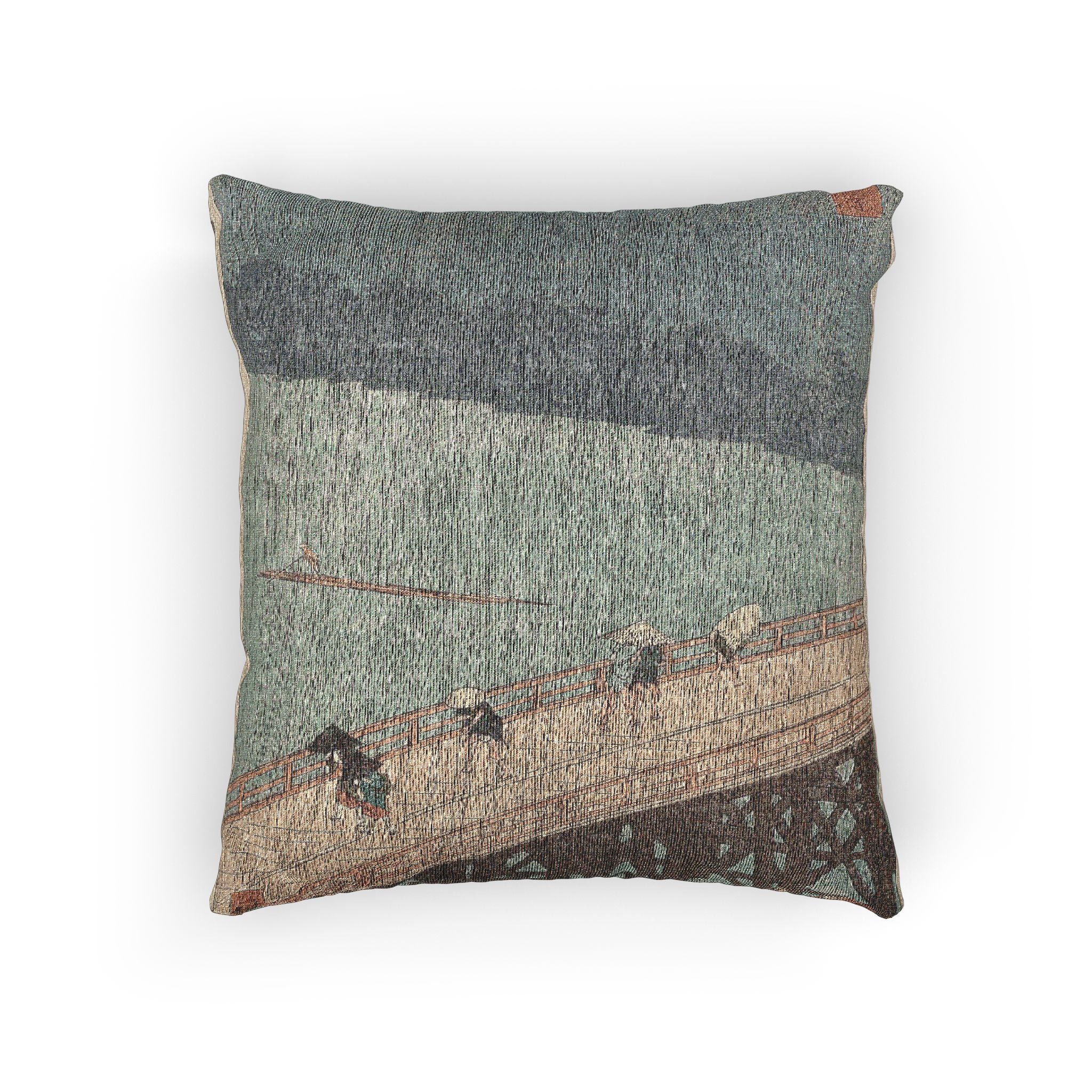 sudden-shower-over-shin-ohashi-bridge-utagawa-hiroshige | Woven Pillow - Image 3