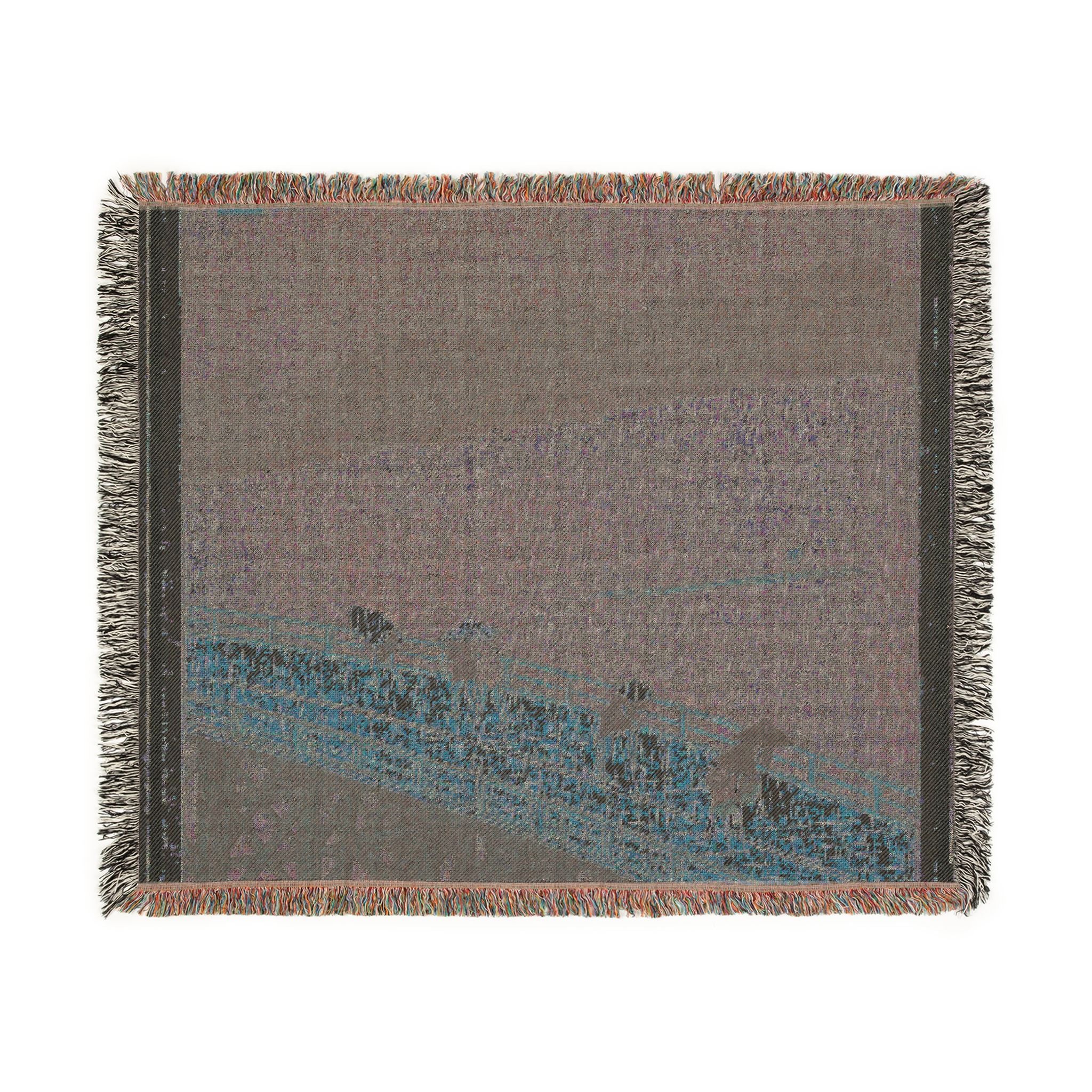 sudden-shower-over-shin-ohashi-bridge-utagawa-hiroshige | Woven Tapestry Blanket - Image 8