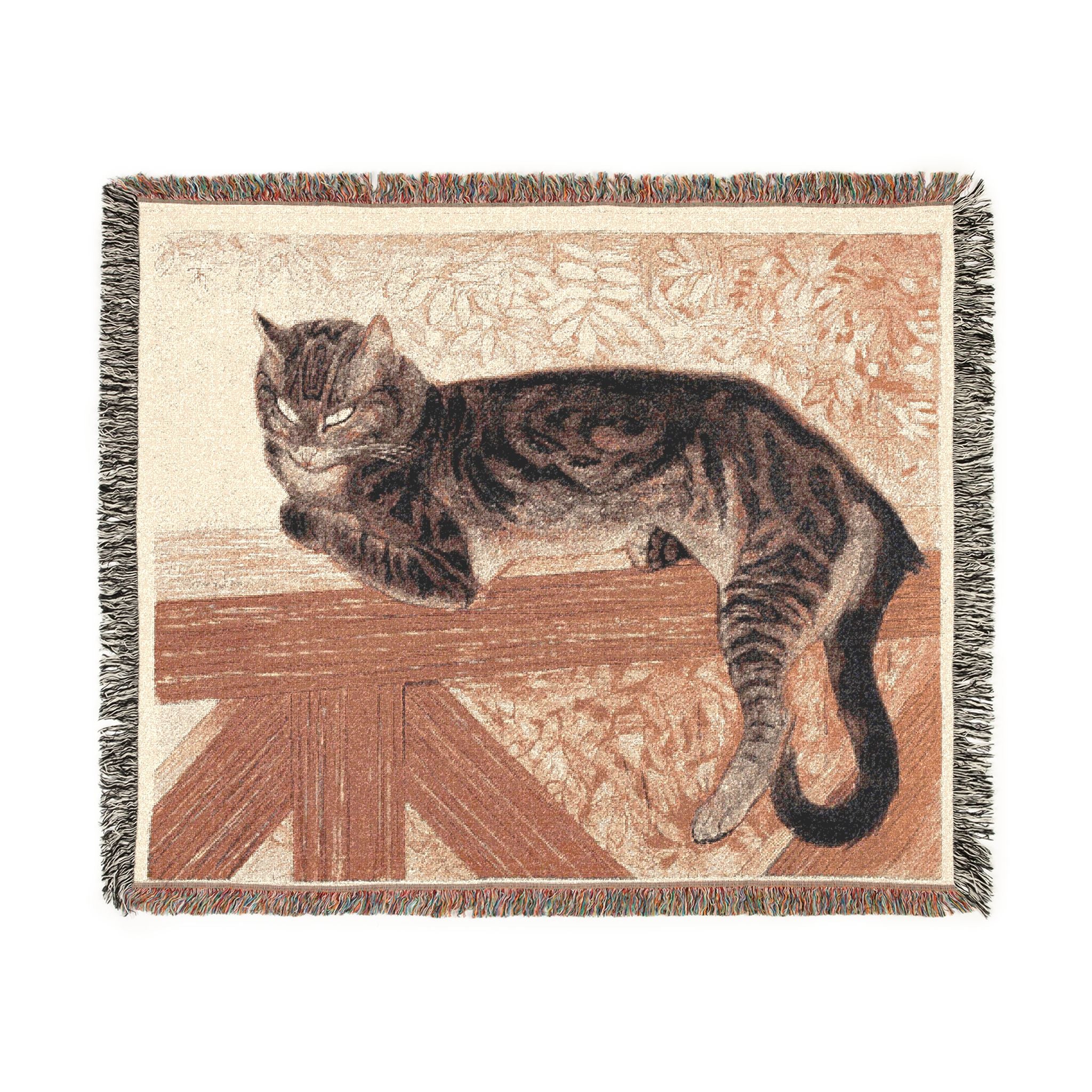 summer-cat-on-a-balustrade-steinlen | Woven Tapestry Blanket - Image 7