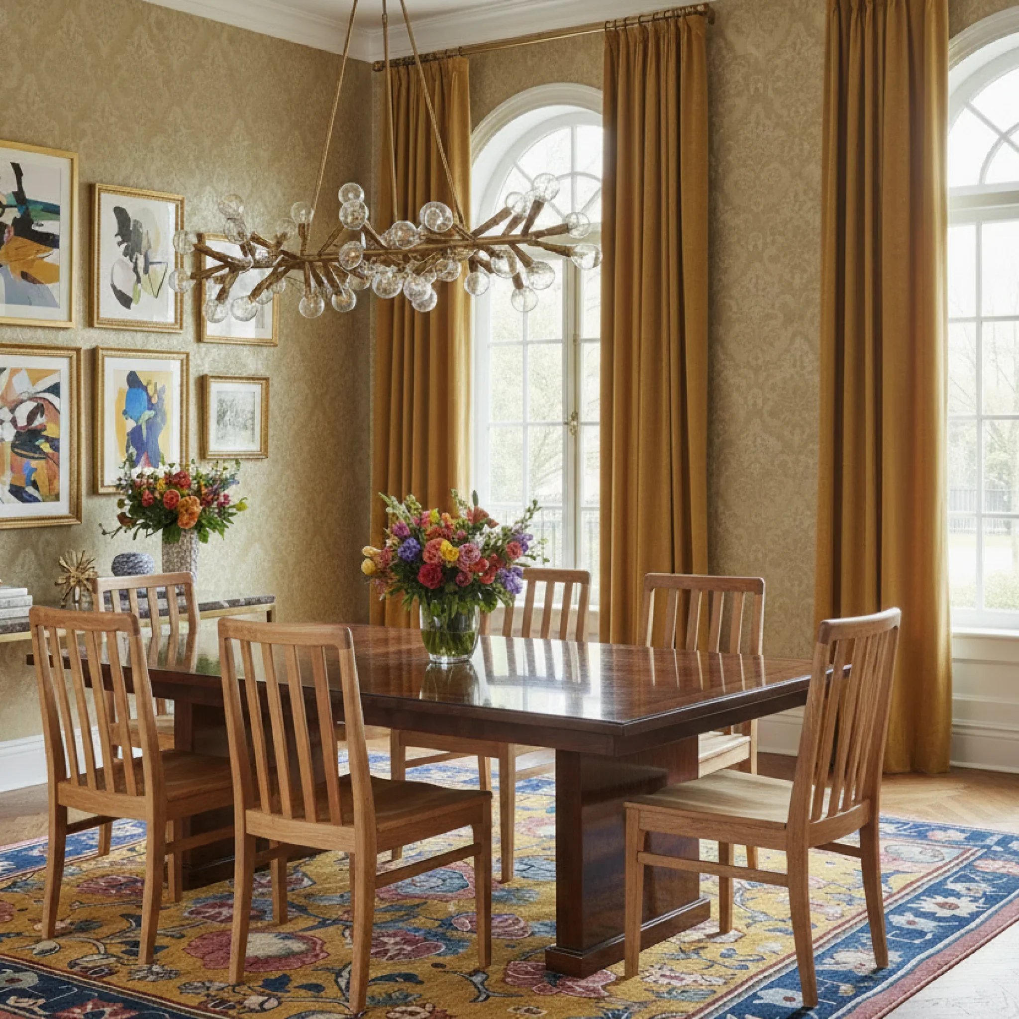 Sunlit Floral Symphony Hand Tufted Wool Rug - Image 3