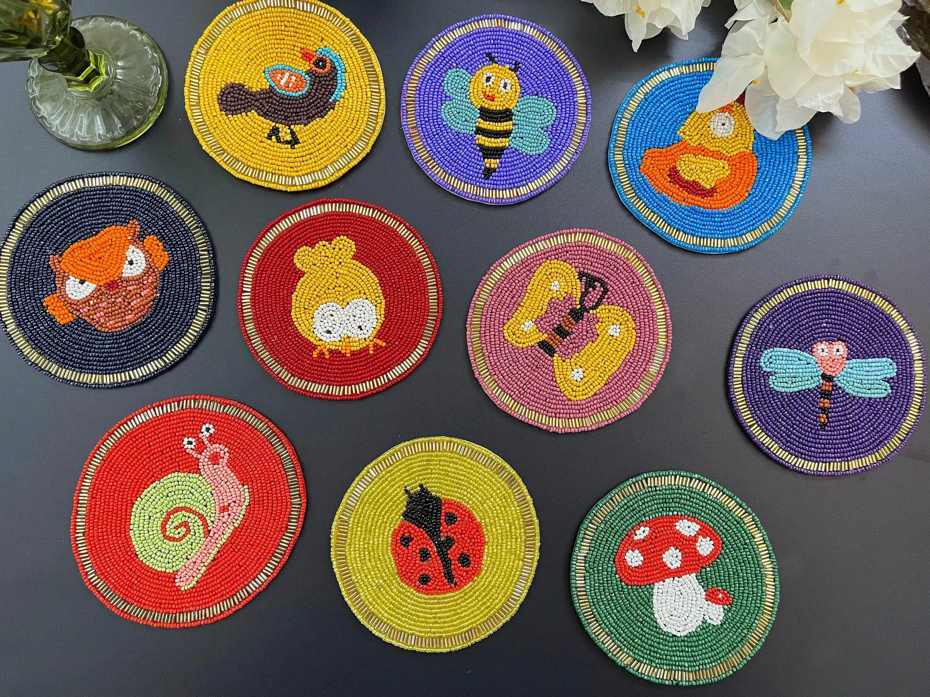 Super Lazy Snail Beaded Drink Coasters - Image 3