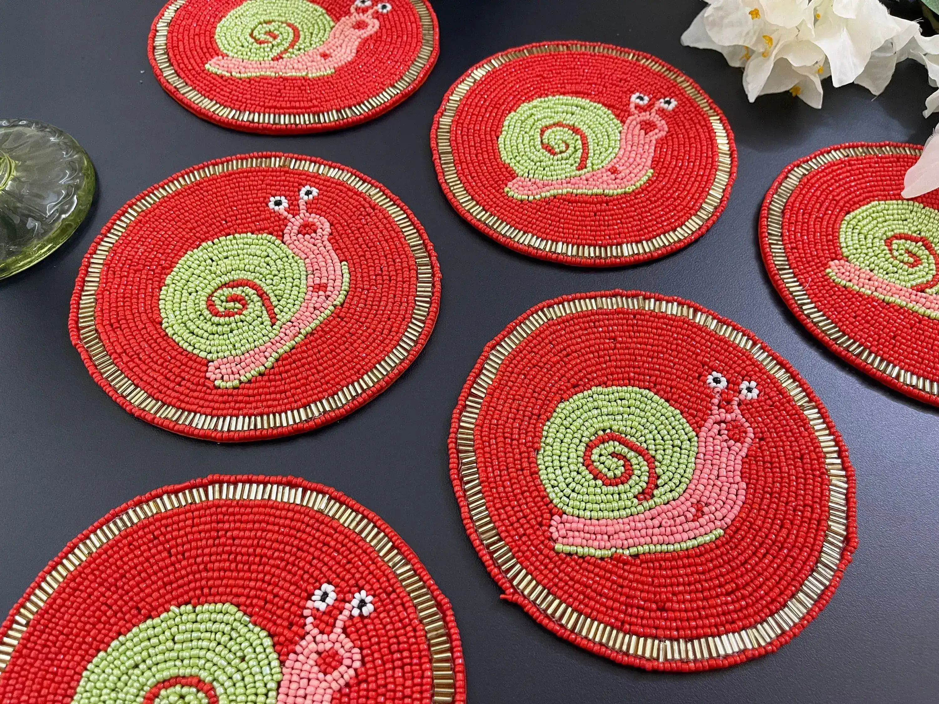 Super Lazy Snail Beaded Drink Coasters - Image 5