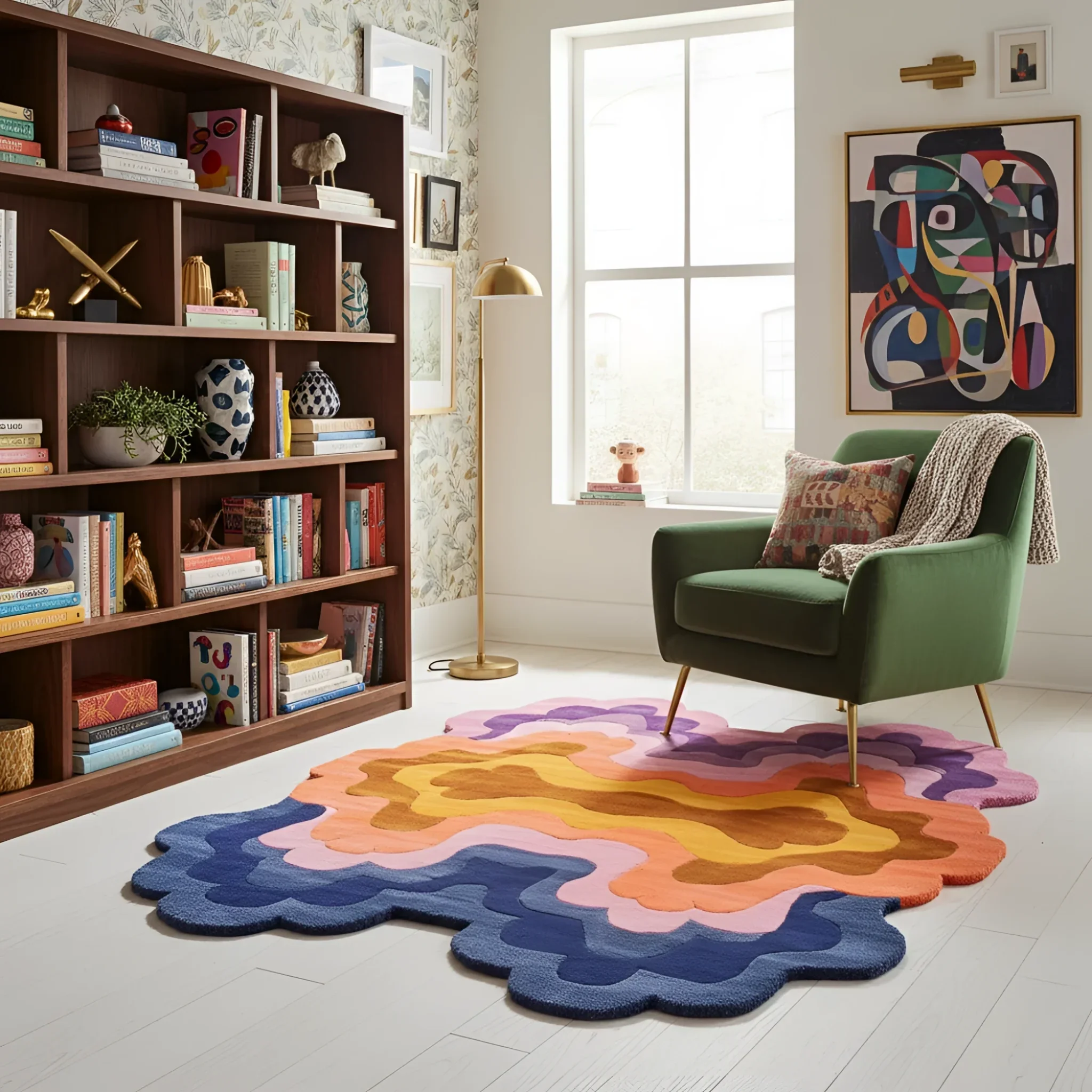 Swirling Colors wool Hand Tufted Wool Rug - Image 3