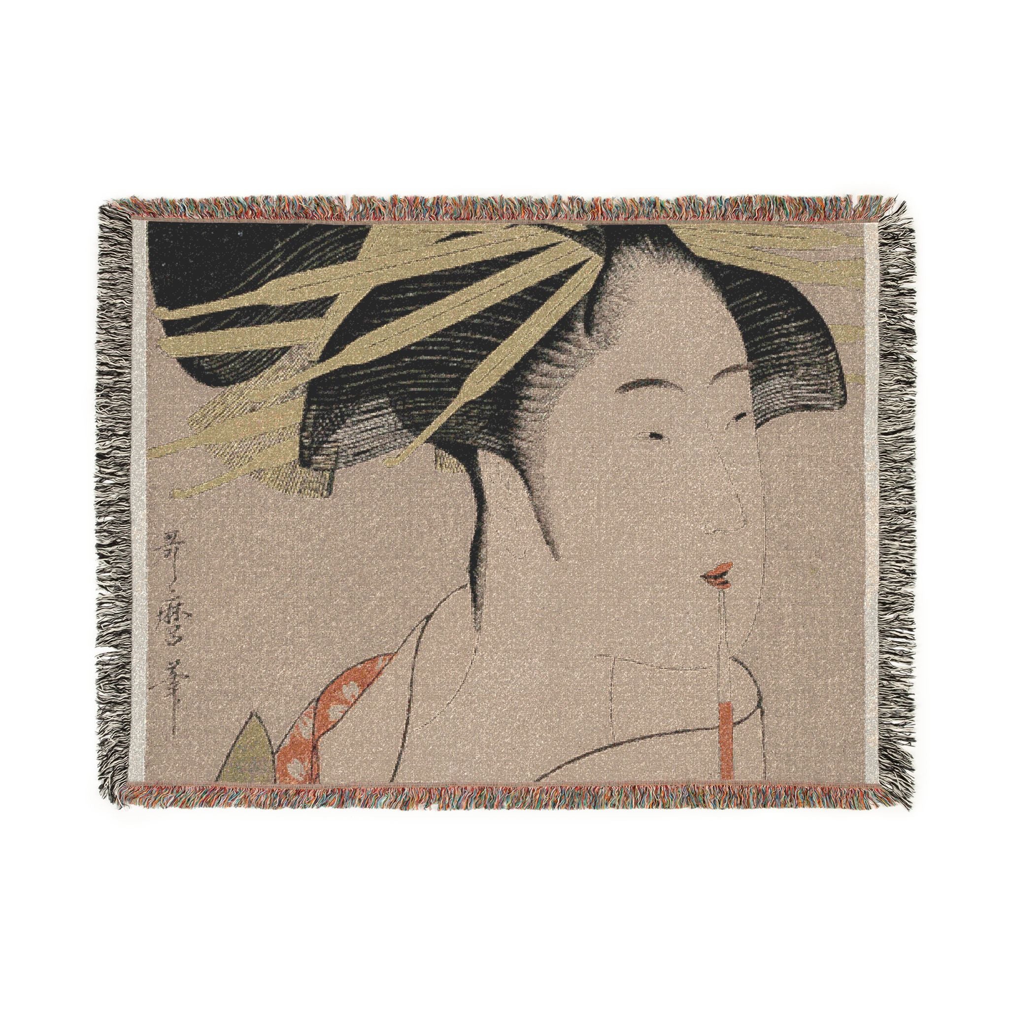 takigawa-of-the-ogiya-eastern-beauties-kitagawa-utamaro | Woven Tapestry Blanket - Image 10