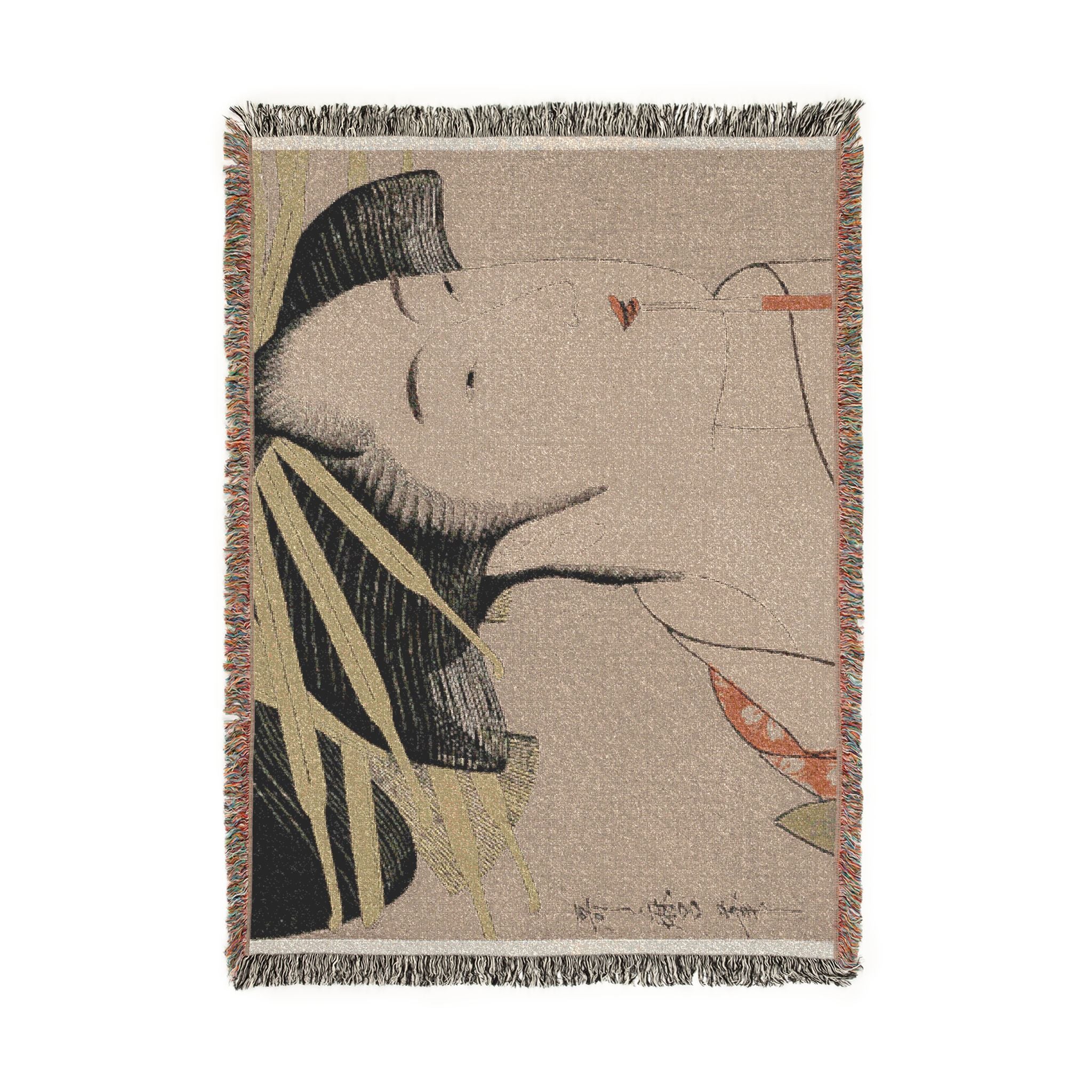 takigawa-of-the-ogiya-eastern-beauties-kitagawa-utamaro | Woven Tapestry Blanket - Image 6