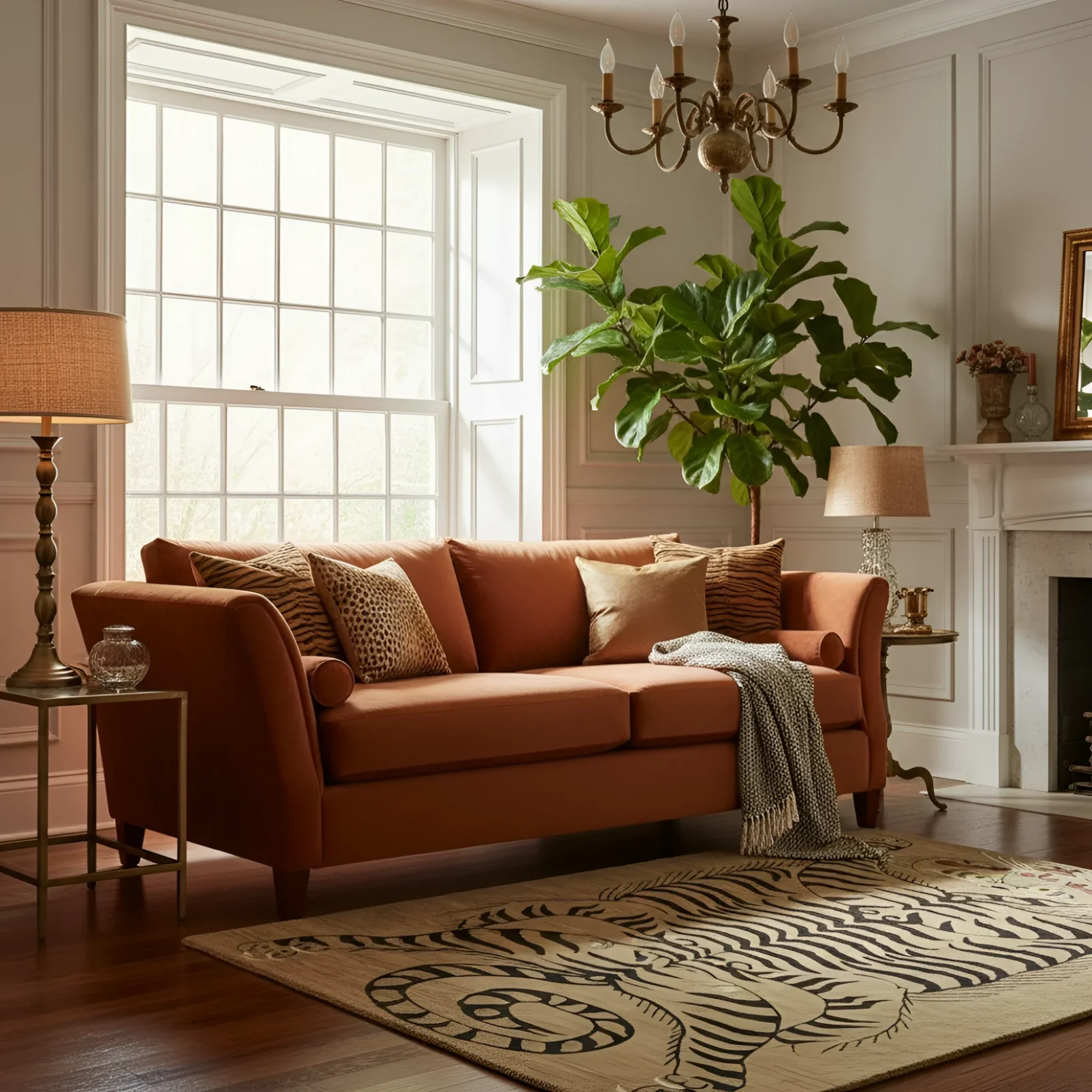 Tanned Jungle Cat Hand Tufted Wool Rug - Image 3