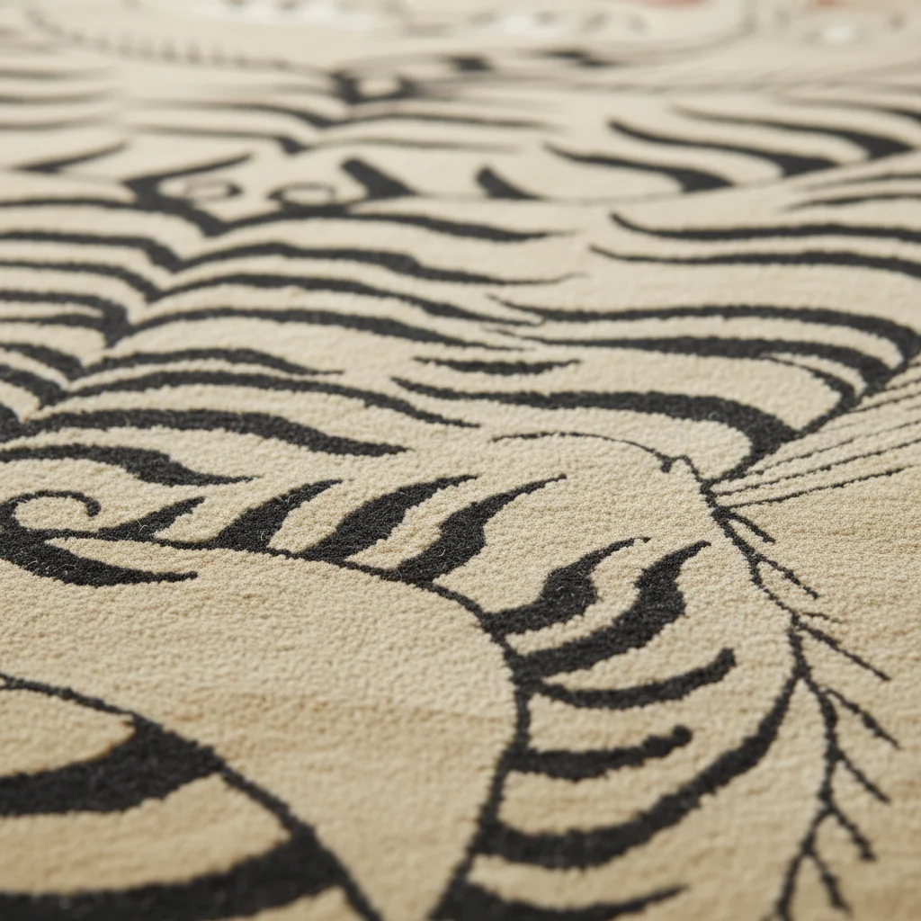 Tanned Jungle Cat Hand Tufted Wool Rug - Image 4