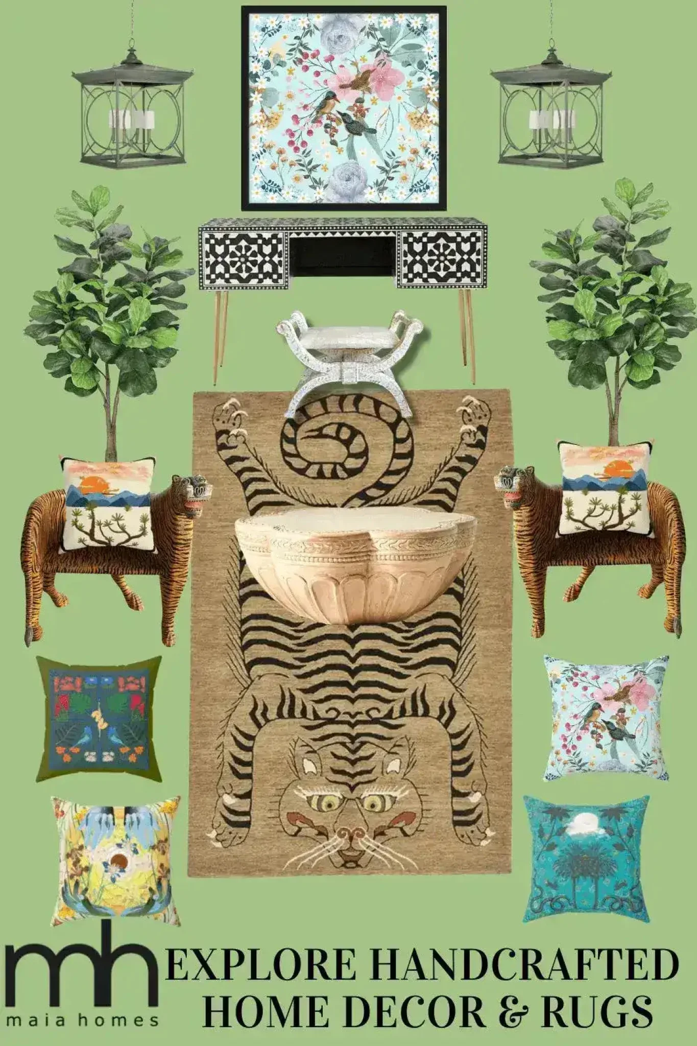 Tanned Jungle Cat Hand Tufted Wool Rug - Image 5