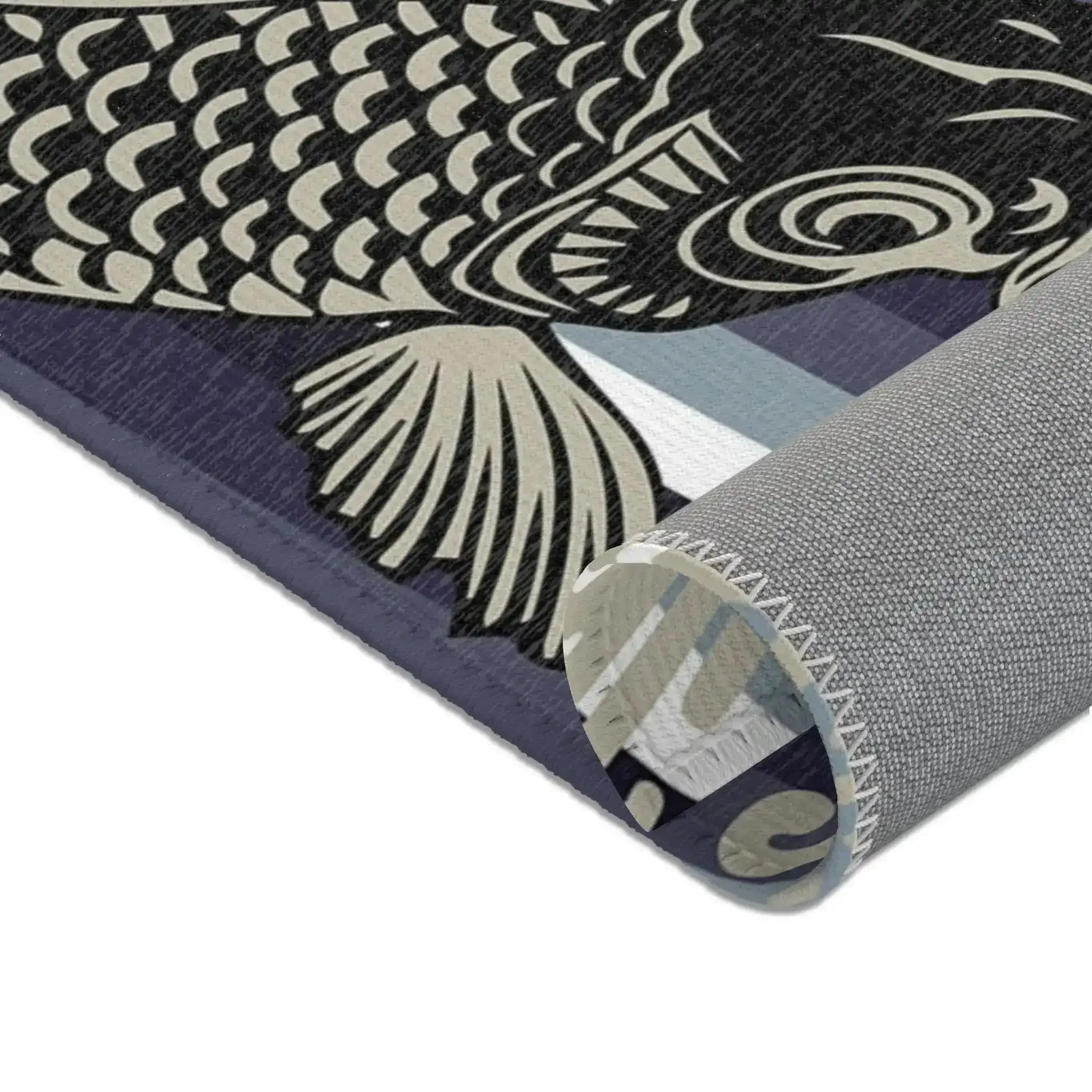 Taupe & Navy Koi Wave Accent Rug - Image 4