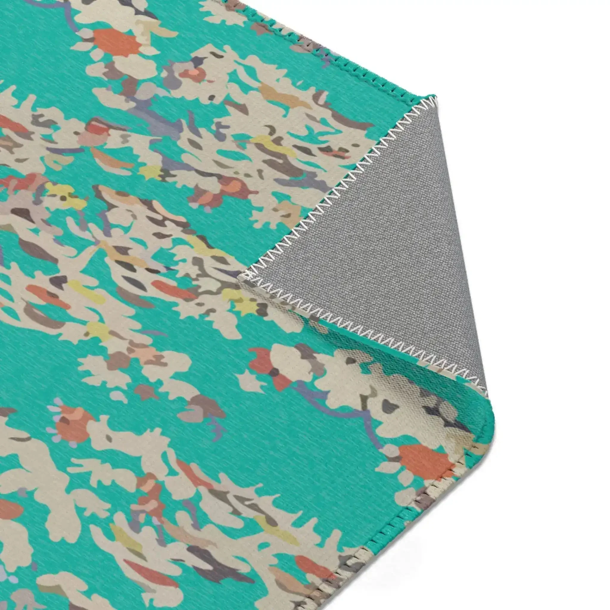 Teal Coral Reef Abstract Accent Rug - Image 5