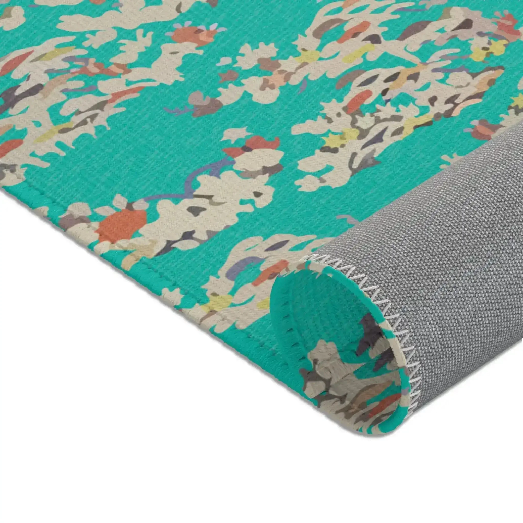 Teal Coral Reef Abstract Accent Rug - Image 7