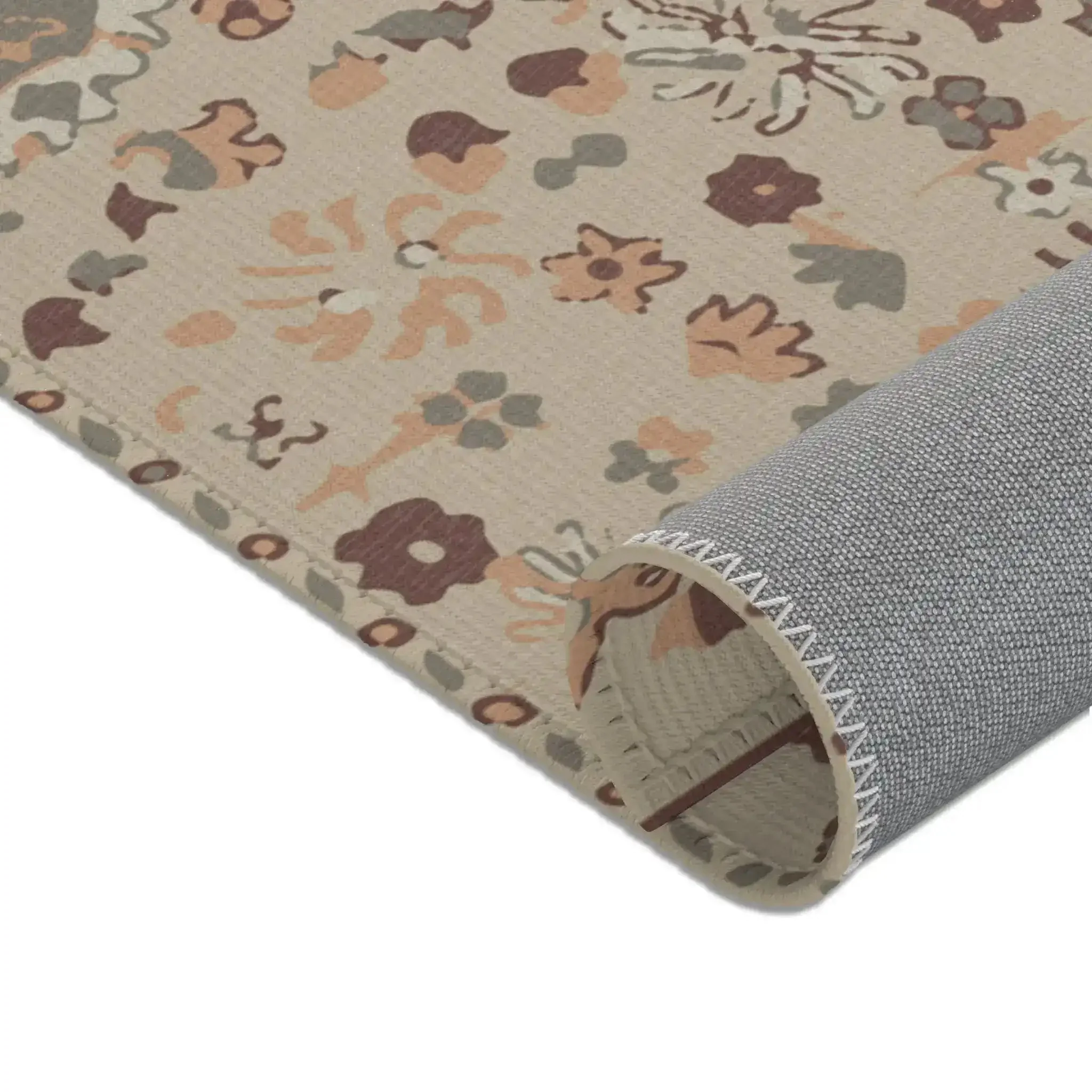 Terracotta & Cream Floral Medallion Accent Rug - Image 4