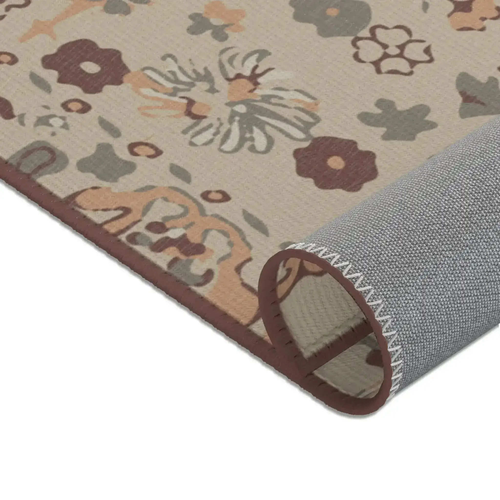 Terracotta & Cream Floral Medallion Accent Rug - Image 9