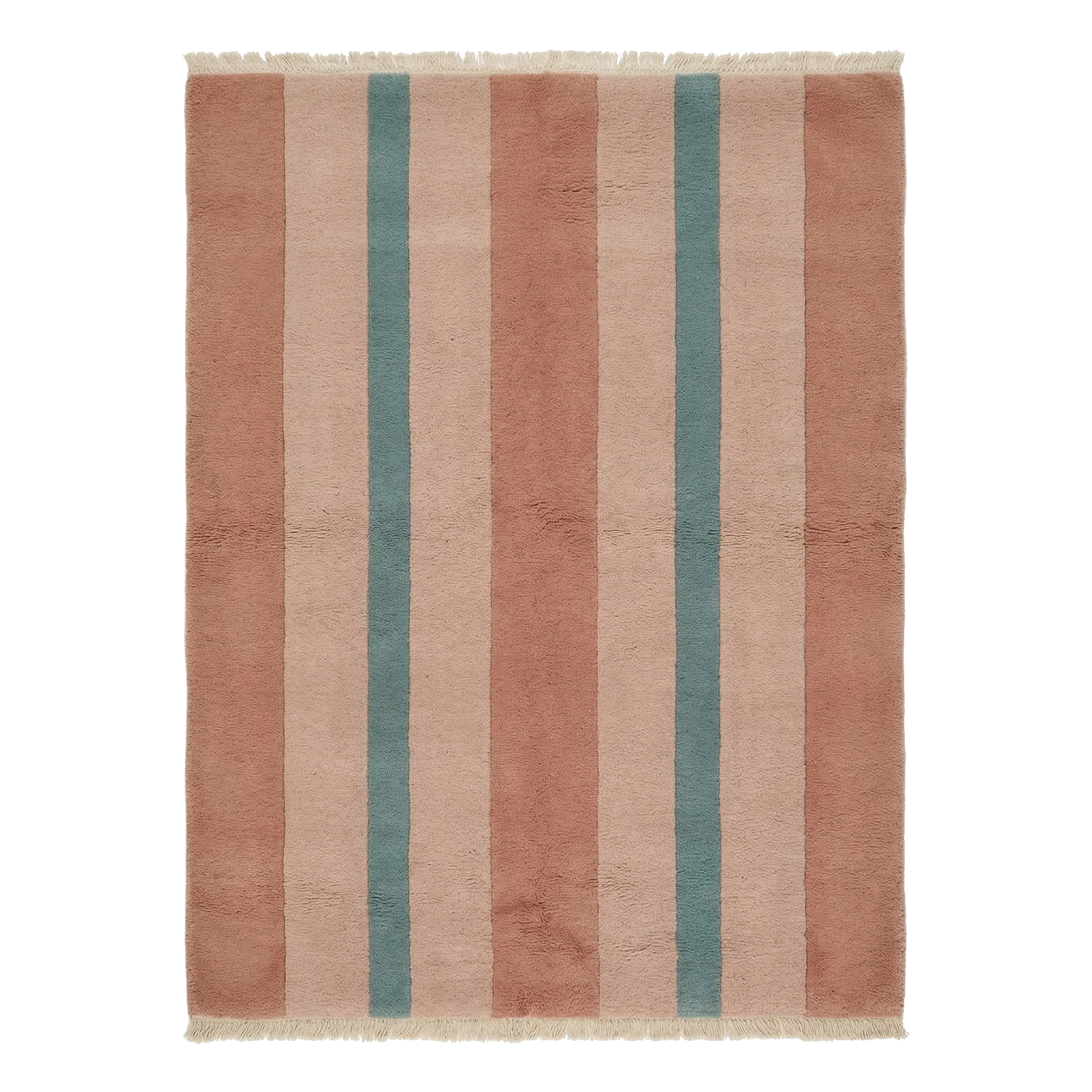 Terracotta Parallel Stripe Hand Knotted Rug