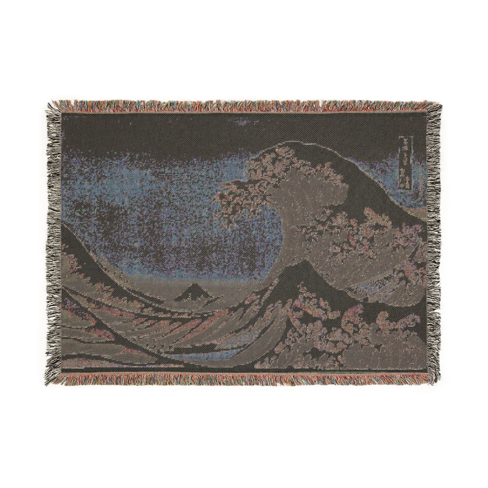 the-great-wave-off-kanagawa-katsushika-hokusai | Woven Tapestry Blanket - Image 4