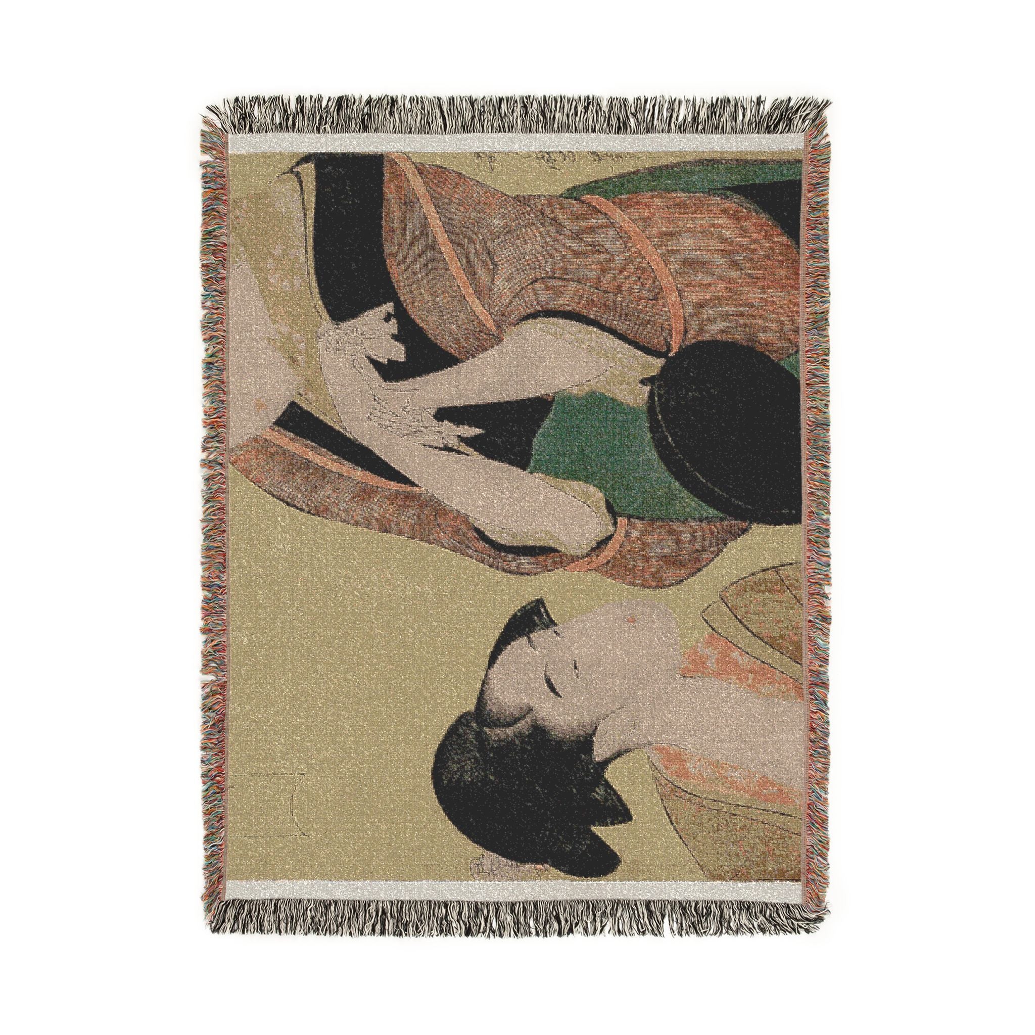 the-hour-of-the-snake-a-clock-for-young-women-kitagawa-utamaro | Woven Tapestry Blanket - Image 11