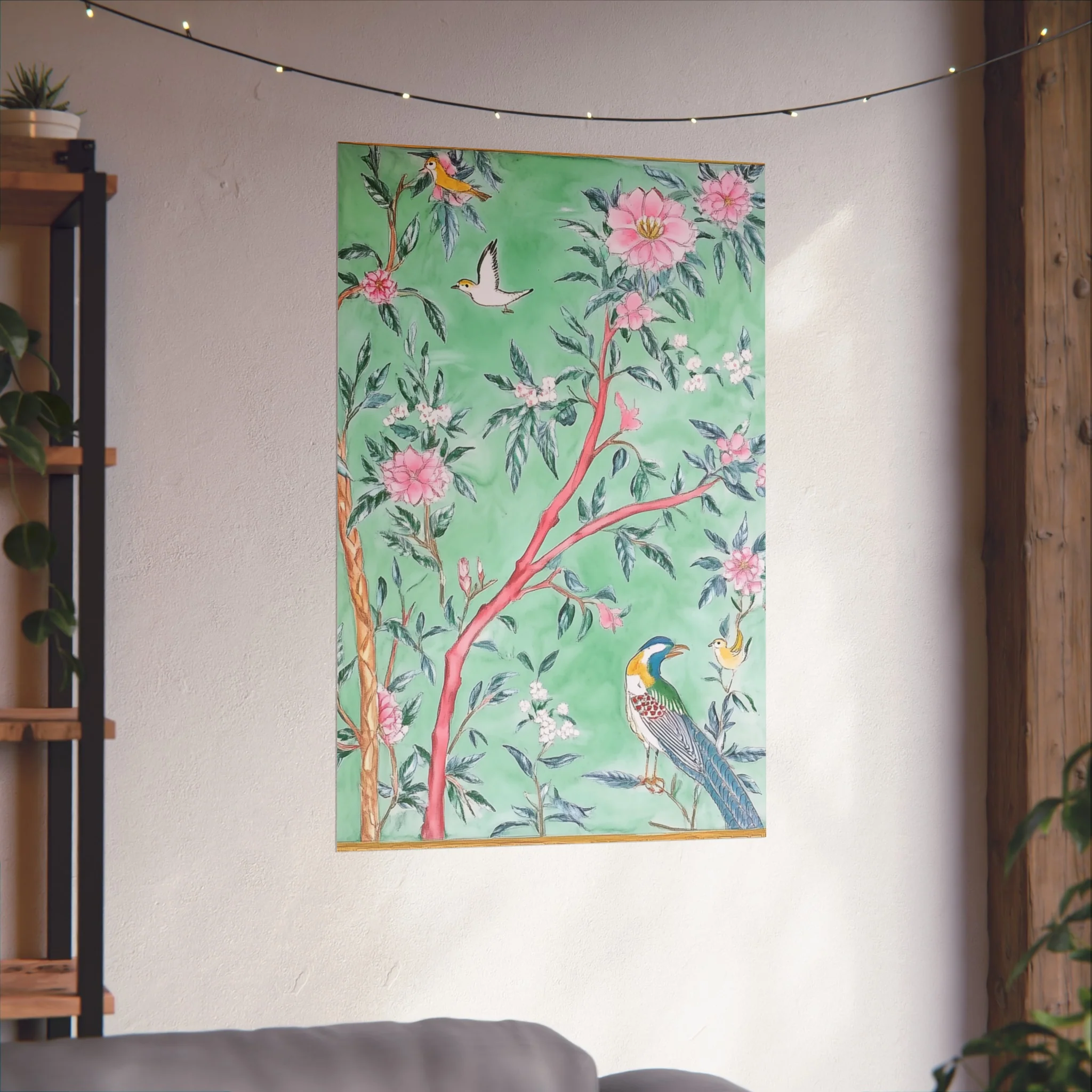 Chinoiserie Birds and Floral Scene Fine Art Poster - Image 46