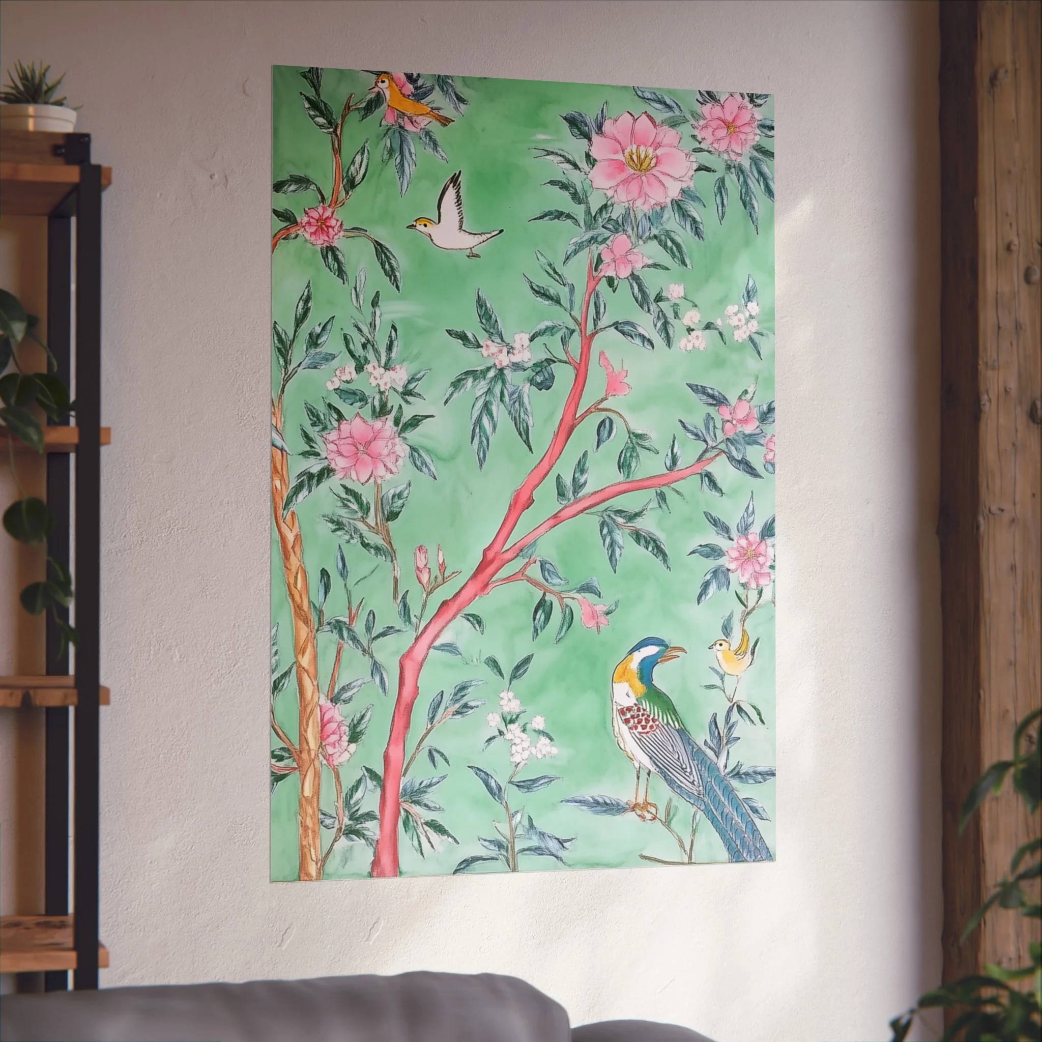 Chinoiserie Birds and Floral Scene Fine Art Poster - Image 48