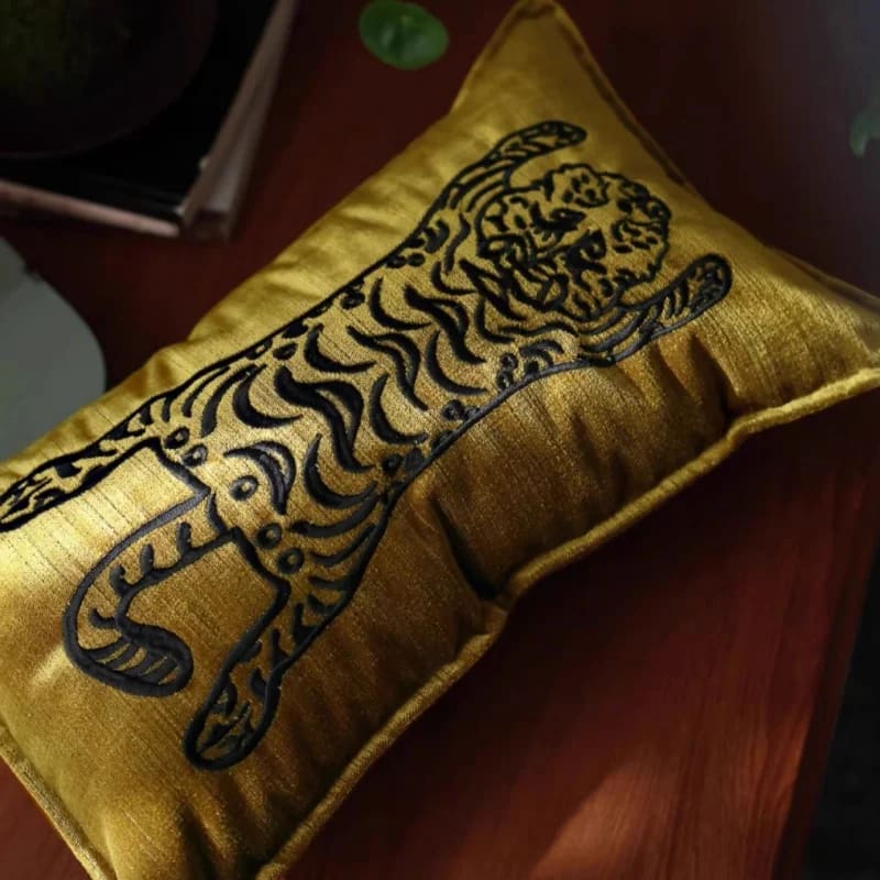 The Majestic Bengal Tiger Golden Pillow Cover - Image 4