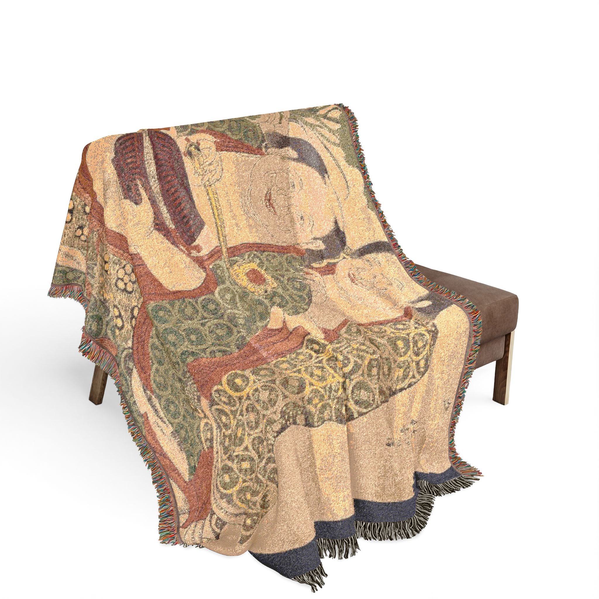 The Two Immortals of Harmony and Unity Woven Throw Blanket - Image 2