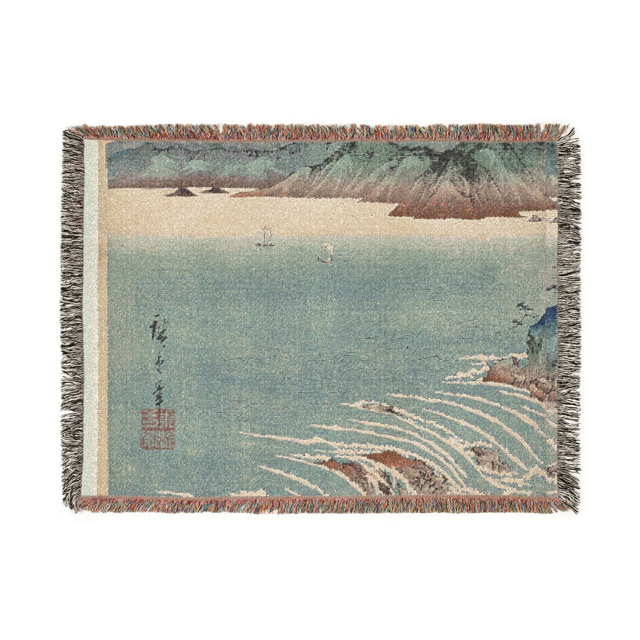 the-whirlpools-of-awa-utagawa-hiroshige | Woven Tapestry Blanket - Image 10