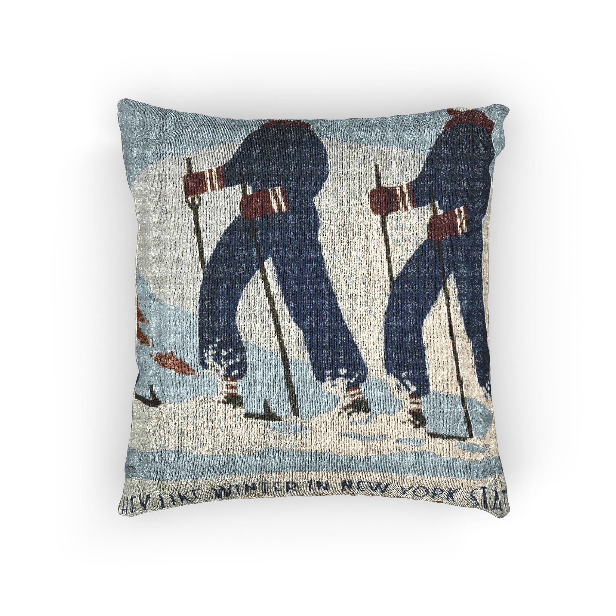 they-like-winter-in-new-york-state-wpa-federal-art-project | Woven Pillow - Image 3
