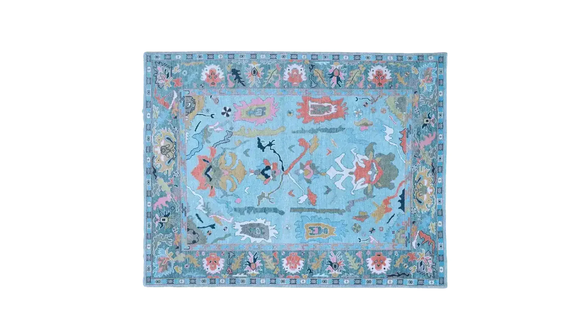 Traditional Floral Hand Tufted Wool Rug - Blue - Image 6