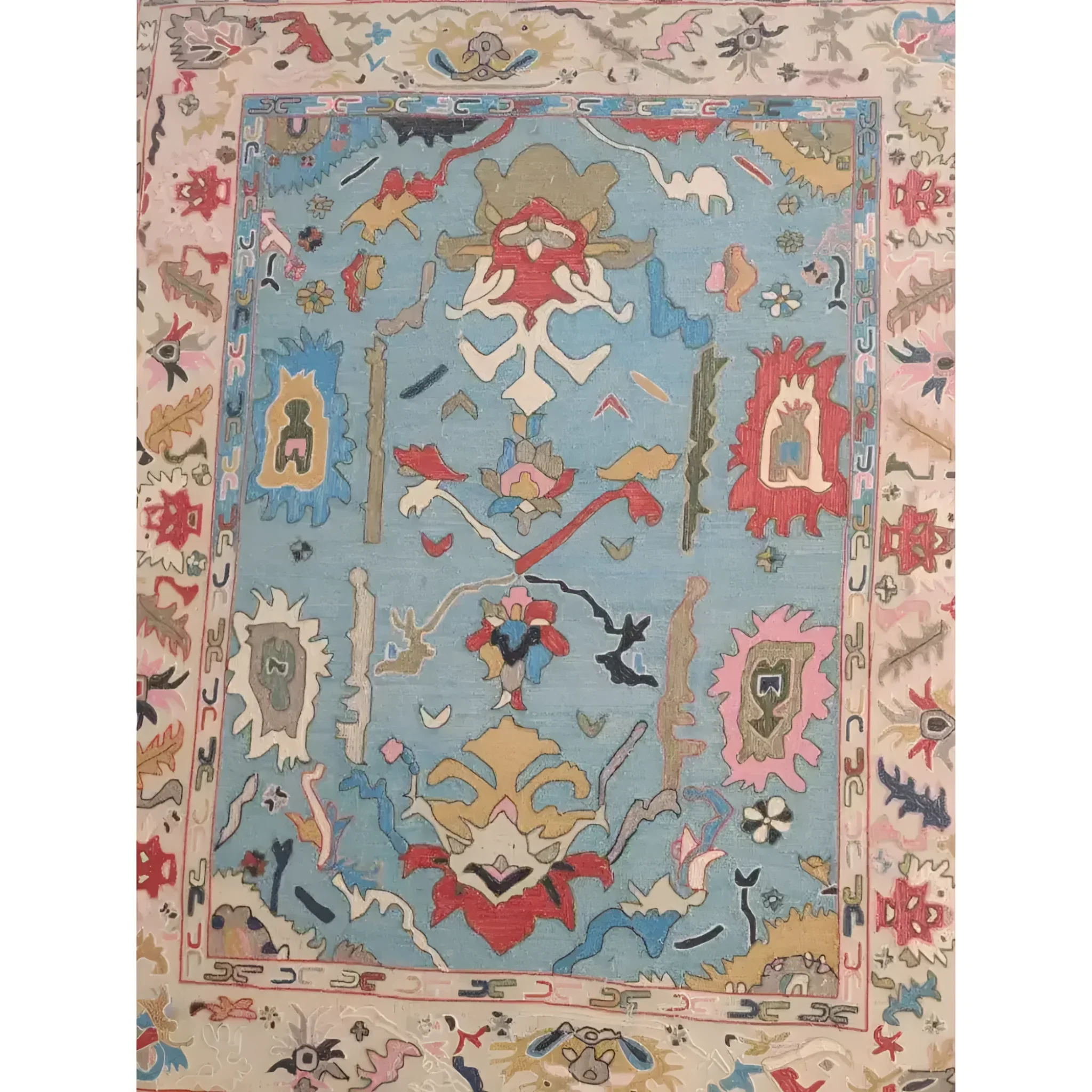 Traditional Floral Hand Tufted Wool Rug - Blue - Image 7