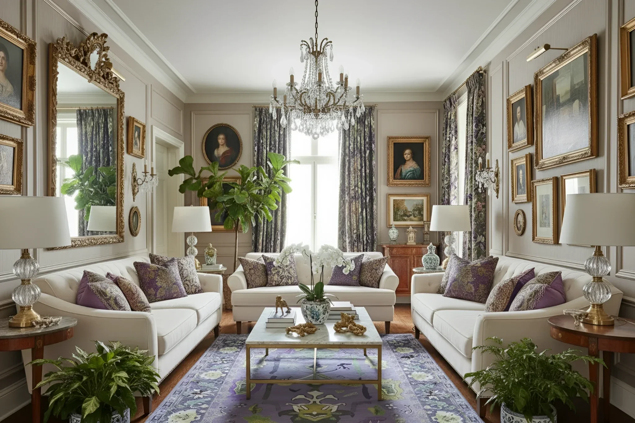 Traditional Floral Hand Tufted Wool Rug - Purple - Image 3