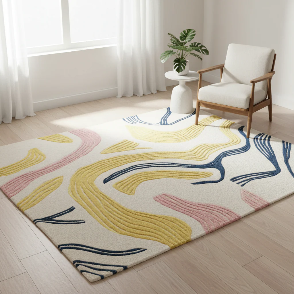 Tranquil Line Dance Hand Tufted Rug - Image 2