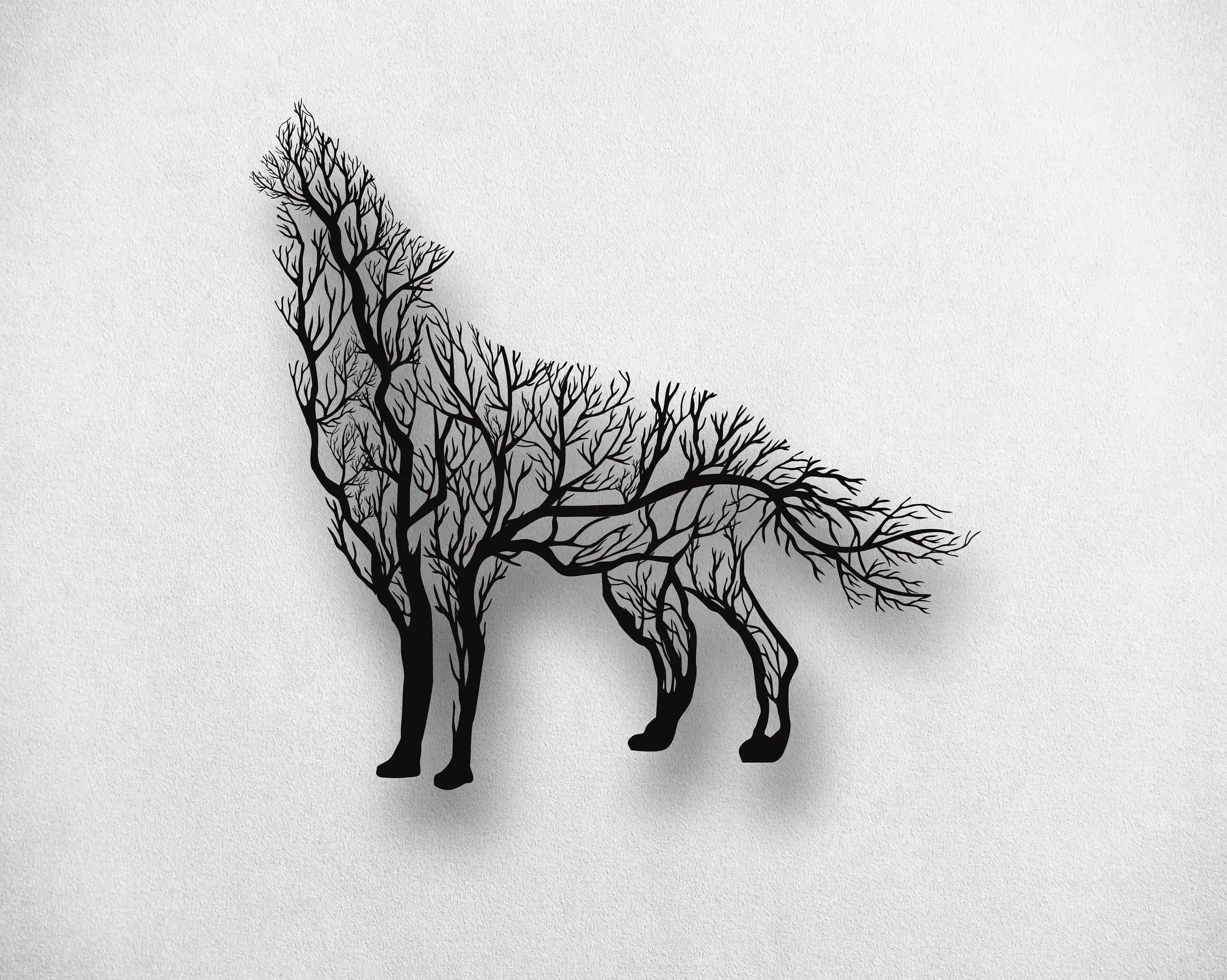 Tree Branch Wolf Metal Wall Decor - Image 3