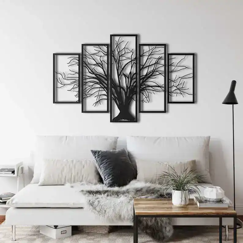 Tree of Life 5 Panel Metal Wall Hanging Decor - Image 6