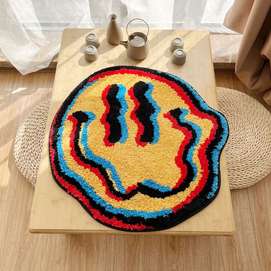 Trippy Smiling Abstract Wave Bath Mat - Image 3